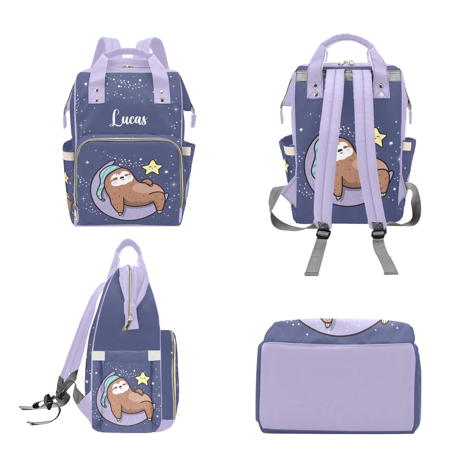 Custom Personalized Diaper Bag Backpack & Tote - Sleeping Sloth Design, Baby Shower Gift for New Moms | Perfect for Travel, Daycare & On-the-Go Parenting