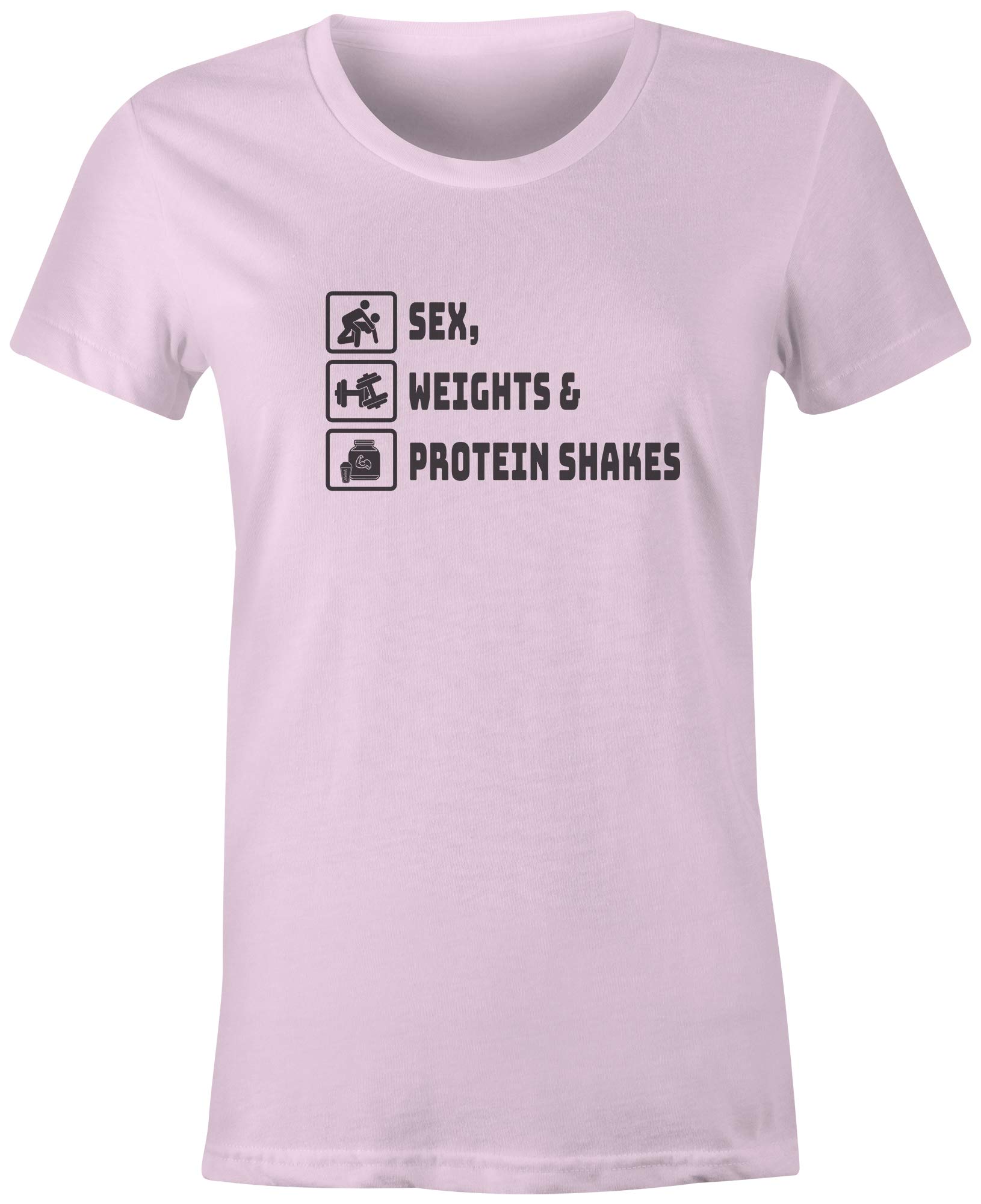 Funny Gym Rat T-Shirt - 9 Crowns Tees 'Sex Weights and Protein Shakes' Slogan - Perfect for Workout, Bodybuilding & Gym Humor