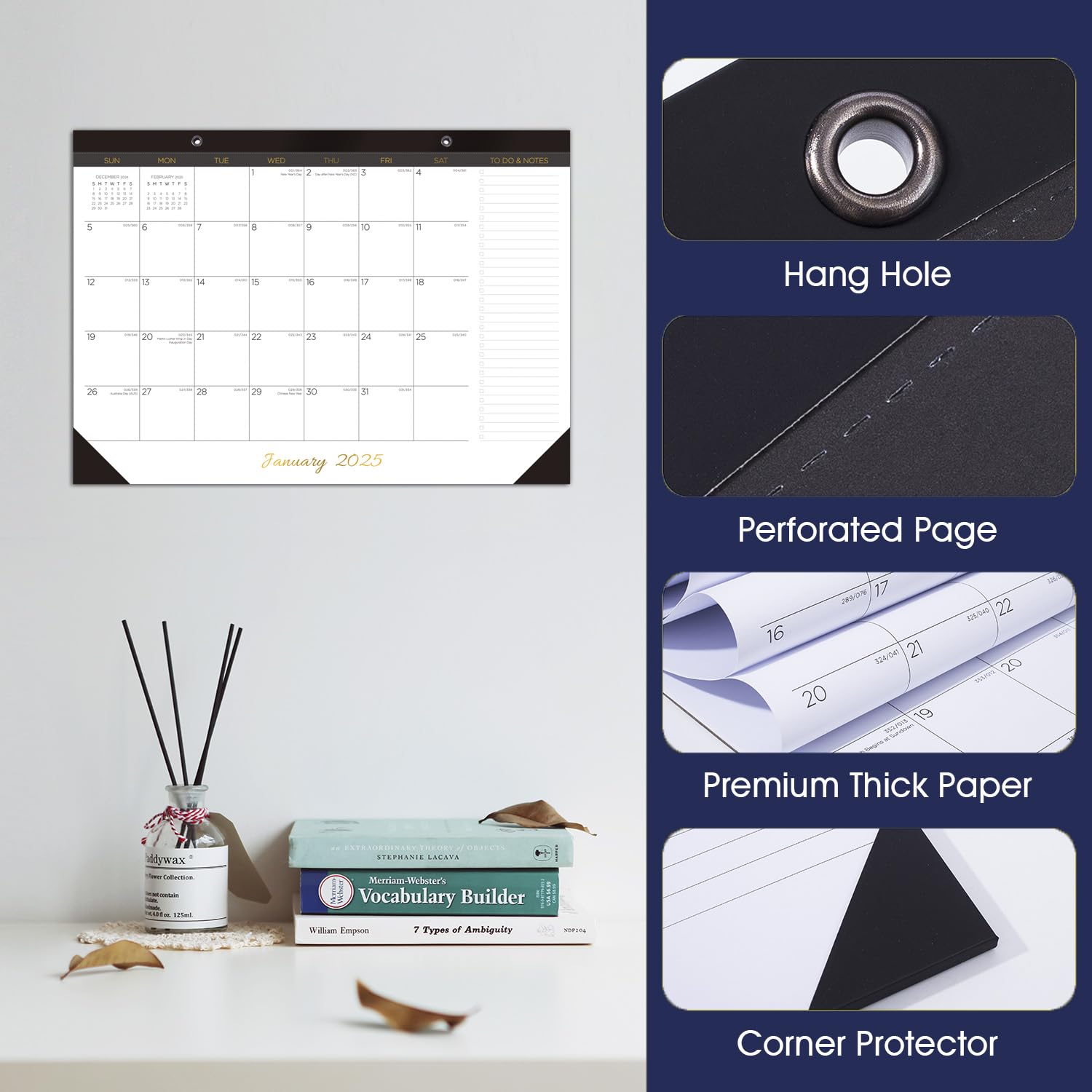 2025 Desk Calendar - 12 Month Large Planner from January to December 2025 | 17
