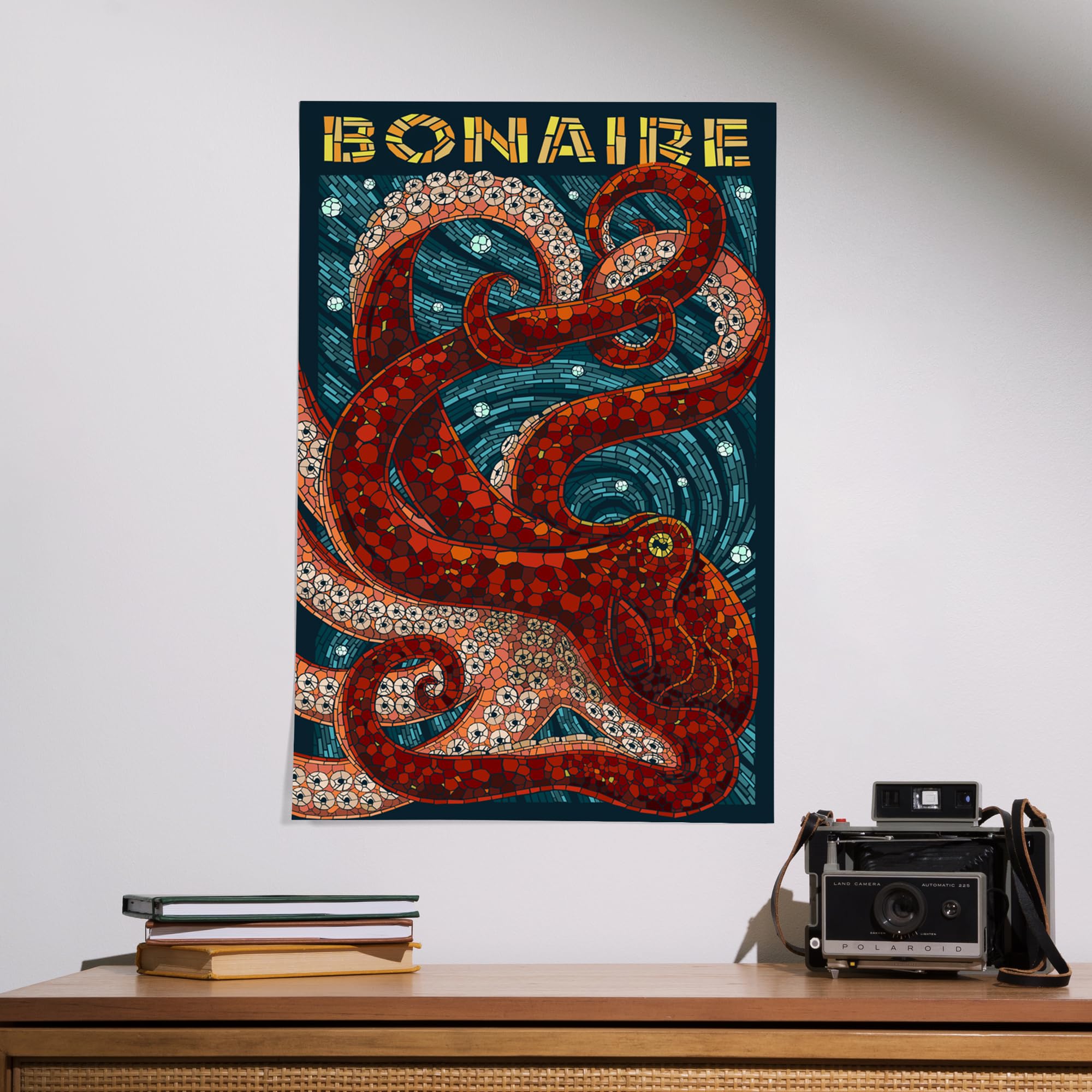 Lantern Press 16x24 Inch Giclee Art Print - Bonaire Dutch Caribbean Octopus Mosaic Wall Decor | Perfect for Living Room, Bedroom & Office