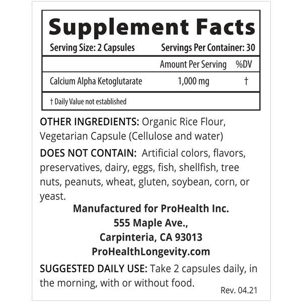 Calcium AKG Longevity Supplement 1,000mg - Anti-Aging & Cellular Health Support for Adults - Supports Heart, Bone & Muscle Function - Ideal for Daily Wellness Routine
