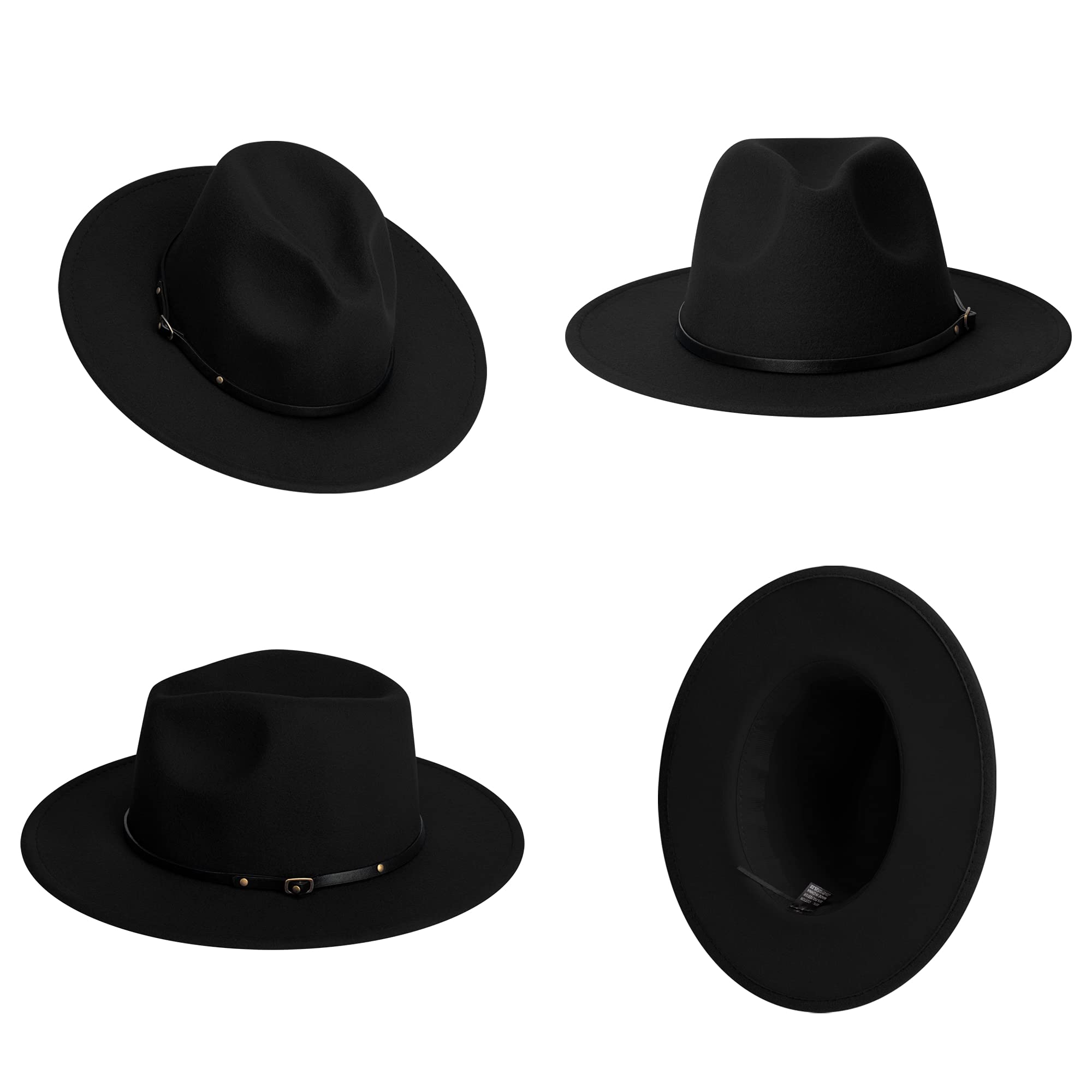 SAJUZEN Wide Brim Fedora Hat for Women & Men - Stylish Felt Hat with Adjustable Belt Buckle - Perfect for Outdoor, Party, and Casual Wear