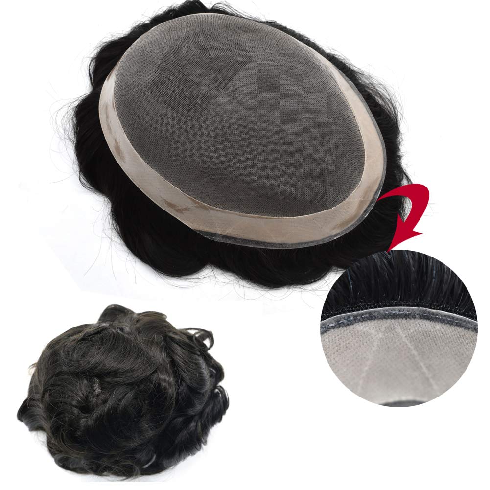 Premium Men's Toupee - 100% Human Hair Replacement System - 6