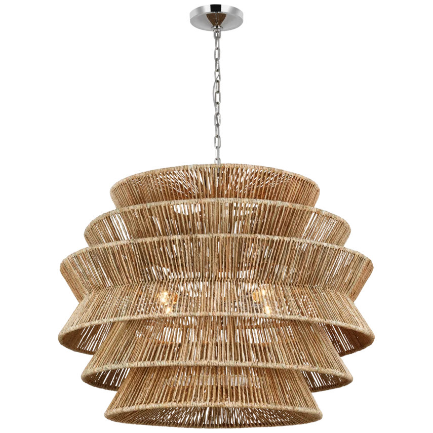 Anza Drum Chandelier - Modern Round Fabric Pendant Light Fixture for Dining Room, Bedroom & Living Room Decor