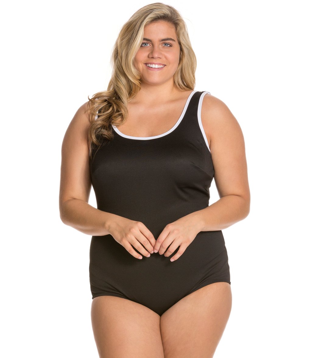 Tuffy One Piece Tank Top Swimsuit for Women - Black - Comfortable & Stylish Swimwear for Beach, Pool, and Summer Vacations