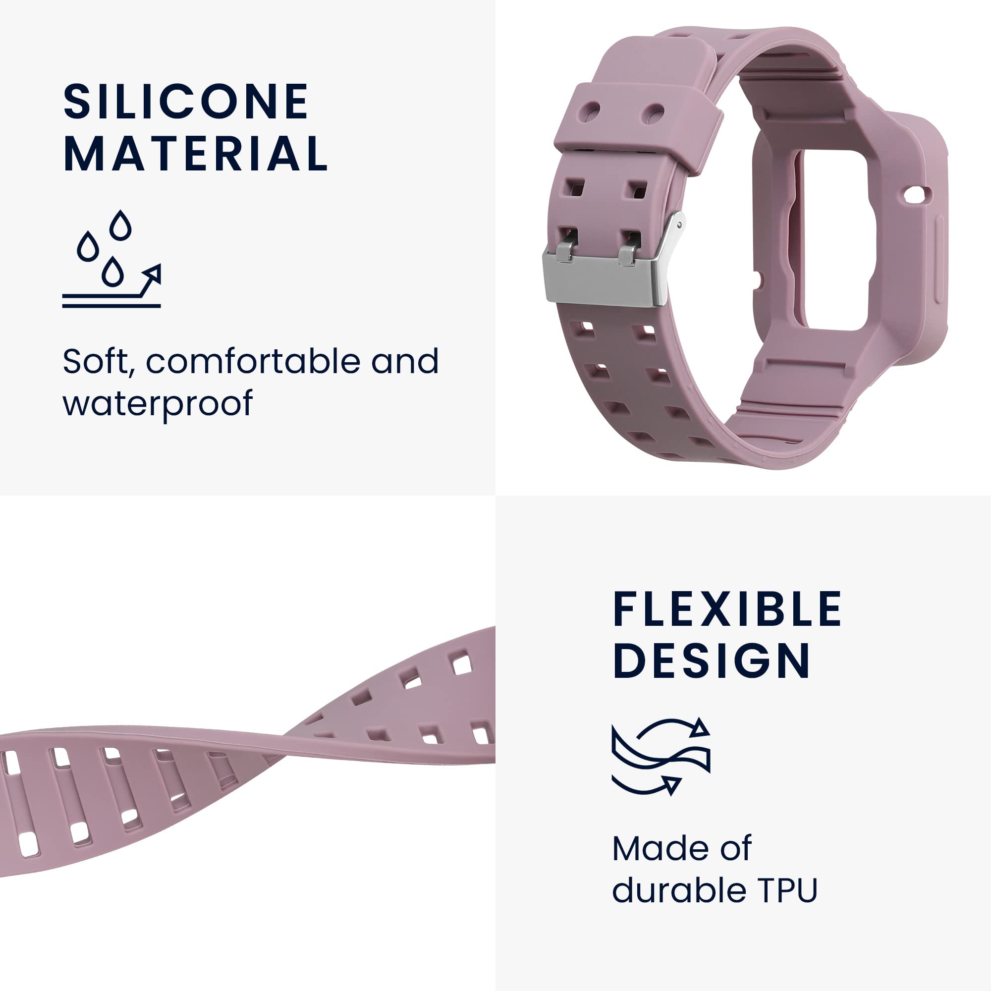 kwmobile Purple Cloud Silicone Watch Band - Compatible with Xiaomi Mi Watch Lite & Redmi Watch - Modern Waterproof Adjustable Durable Strap for Sports, Running, Swimming & Daily Wear