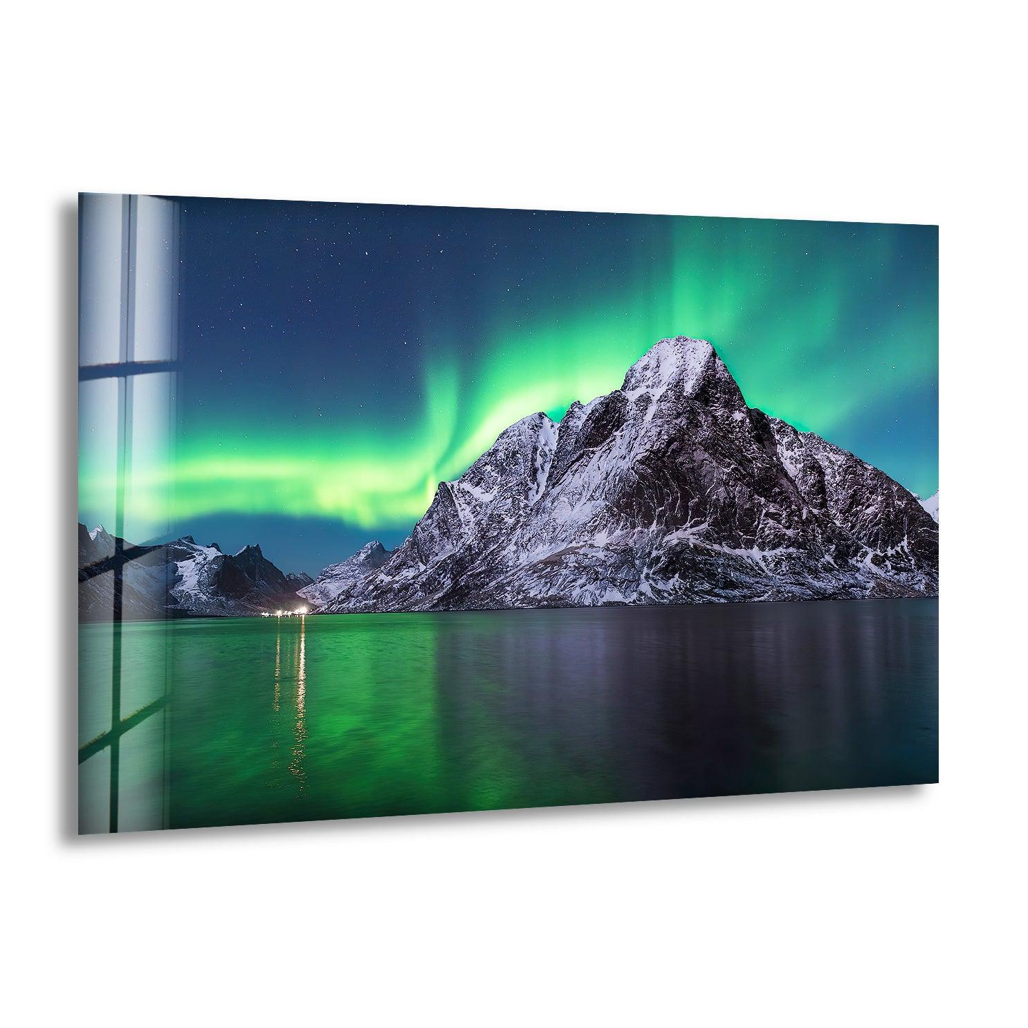 Northern Lights Glass Wall Art - Handcrafted Aurora Borealis Decor for Home & Office - Perfect for Living Room, Bedroom, or Meditation Space
