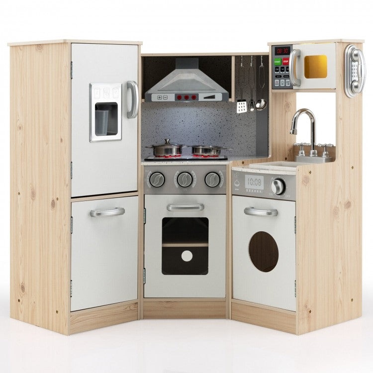 Wooden Kitchen Playset for Kids with Cookware Accessories - Pretend Play Toy for Toddlers & Preschoolers - Perfect for Home, Classroom, and Daycare Role-Playing Activities