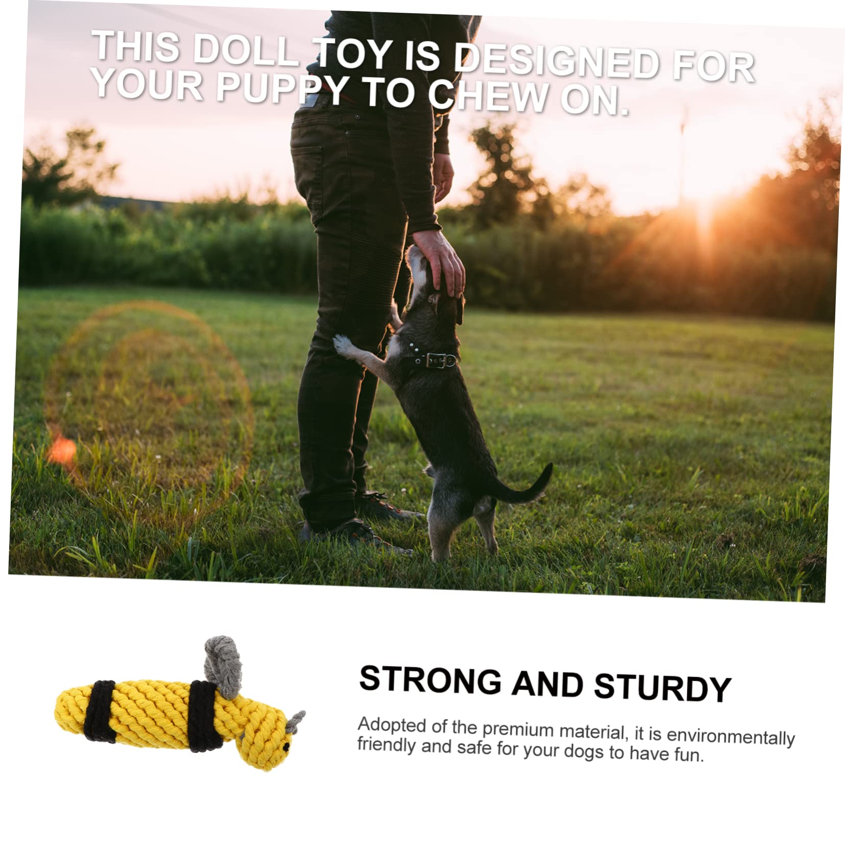 SUPVOX Bee Cotton Rope Chew Toy for Dogs - Durable Interactive Knot Toy for Puppy Training & Teeth Cleaning - Perfect for Playtime, Fetch Games, and Aggressive Chewers