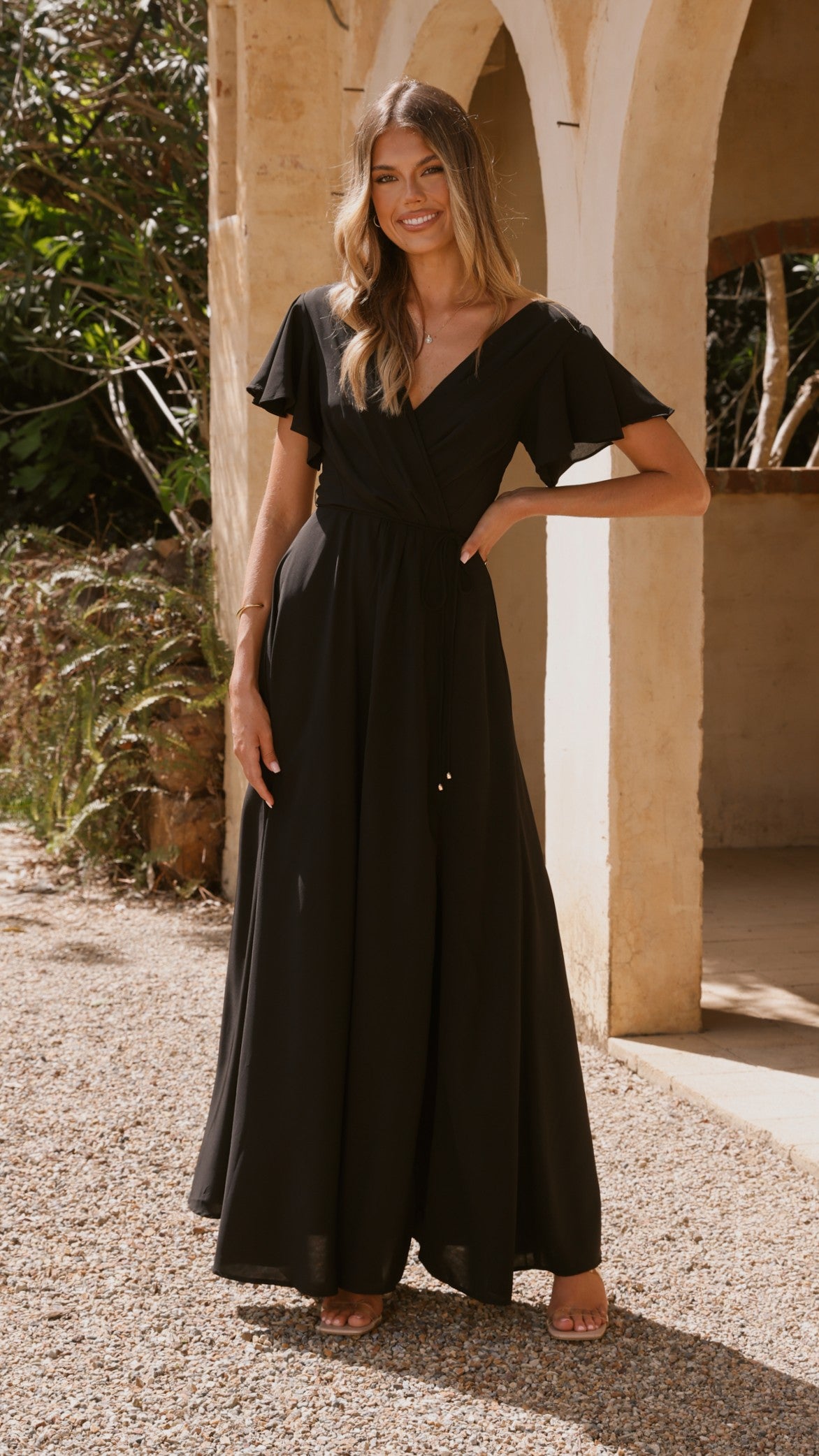 Charlize Maxi Dress for Women - Elegant Black Long Flowy Dress for Summer, Beach, Party & Evening Wear