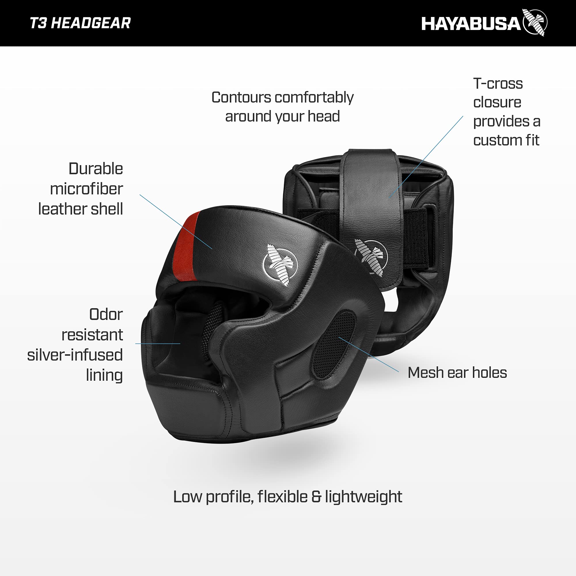 Hayabusa T3 Adjustable MMA Headgear - Premium Protective Gear for Boxing, Sparring & Training - Lightweight & Breathable for Maximum Comfort