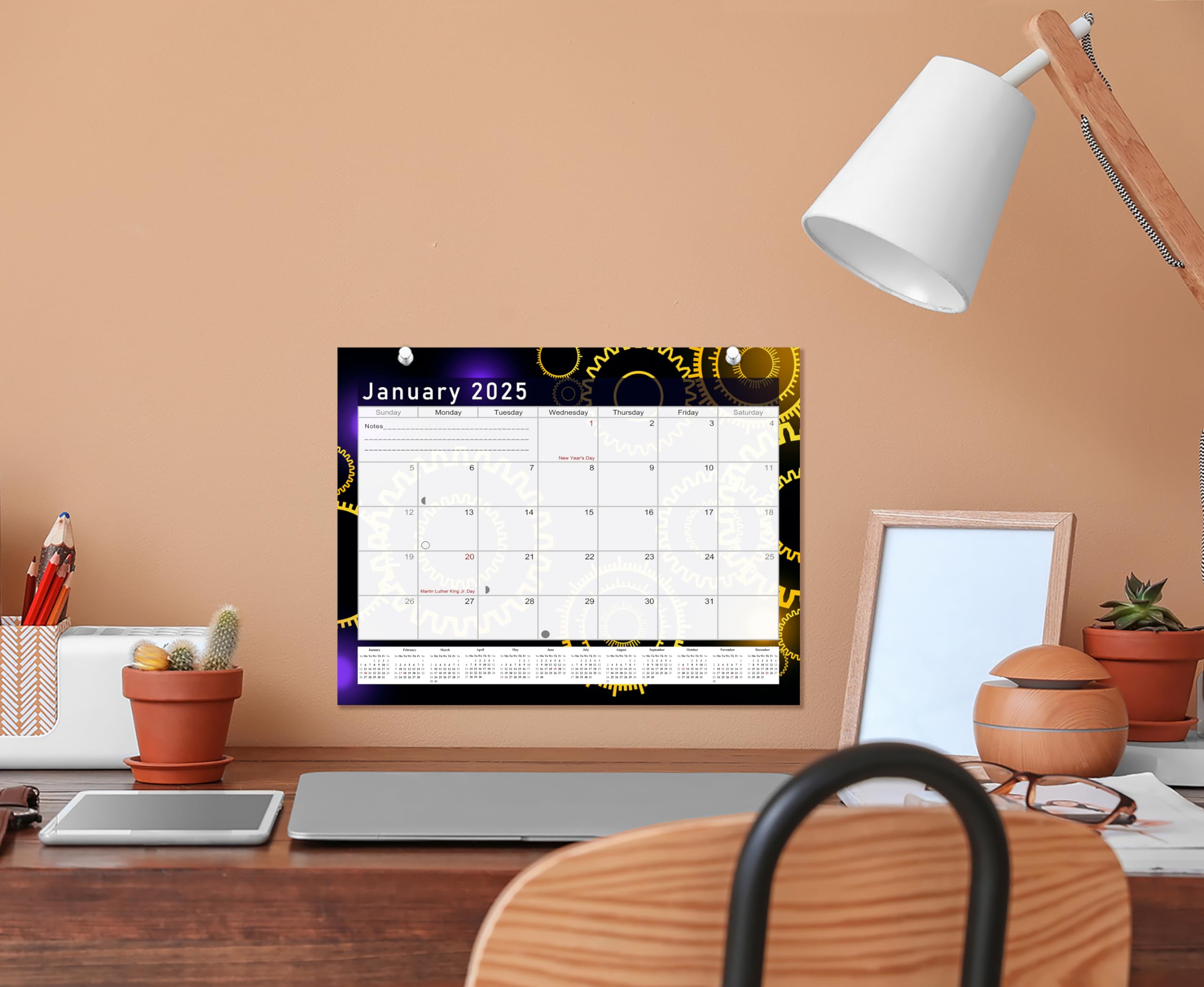 2024-2025 18-Month Magnetic & Desk Calendar Planner - Wall/Desktop Organizer with Bonus Stickers (Edition #09) - Perfect for Office, Home & School Planning