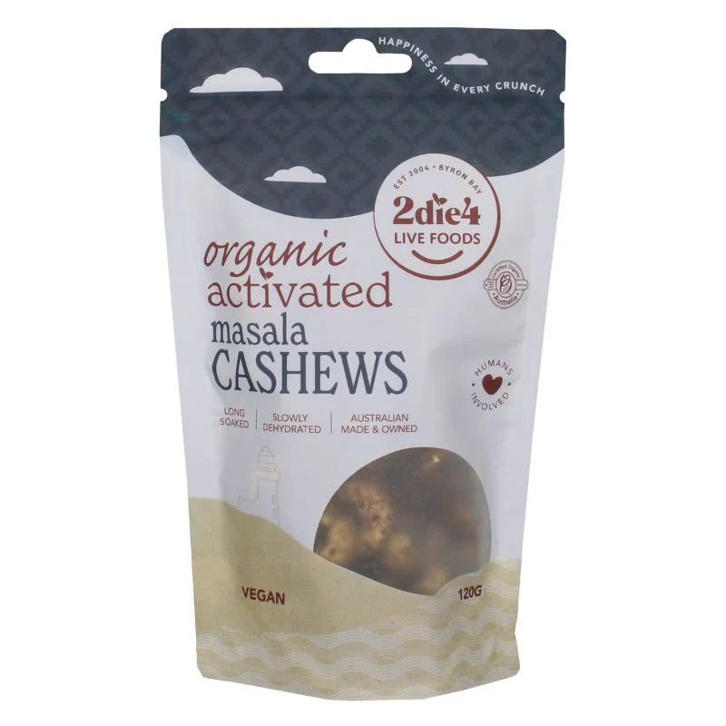 Organic Masala Cashews by 2DIE4 - Spicy & Flavorful Snack for Healthy Lifestyle - Perfect for Parties, Gifting & On-the-Go Nutrition