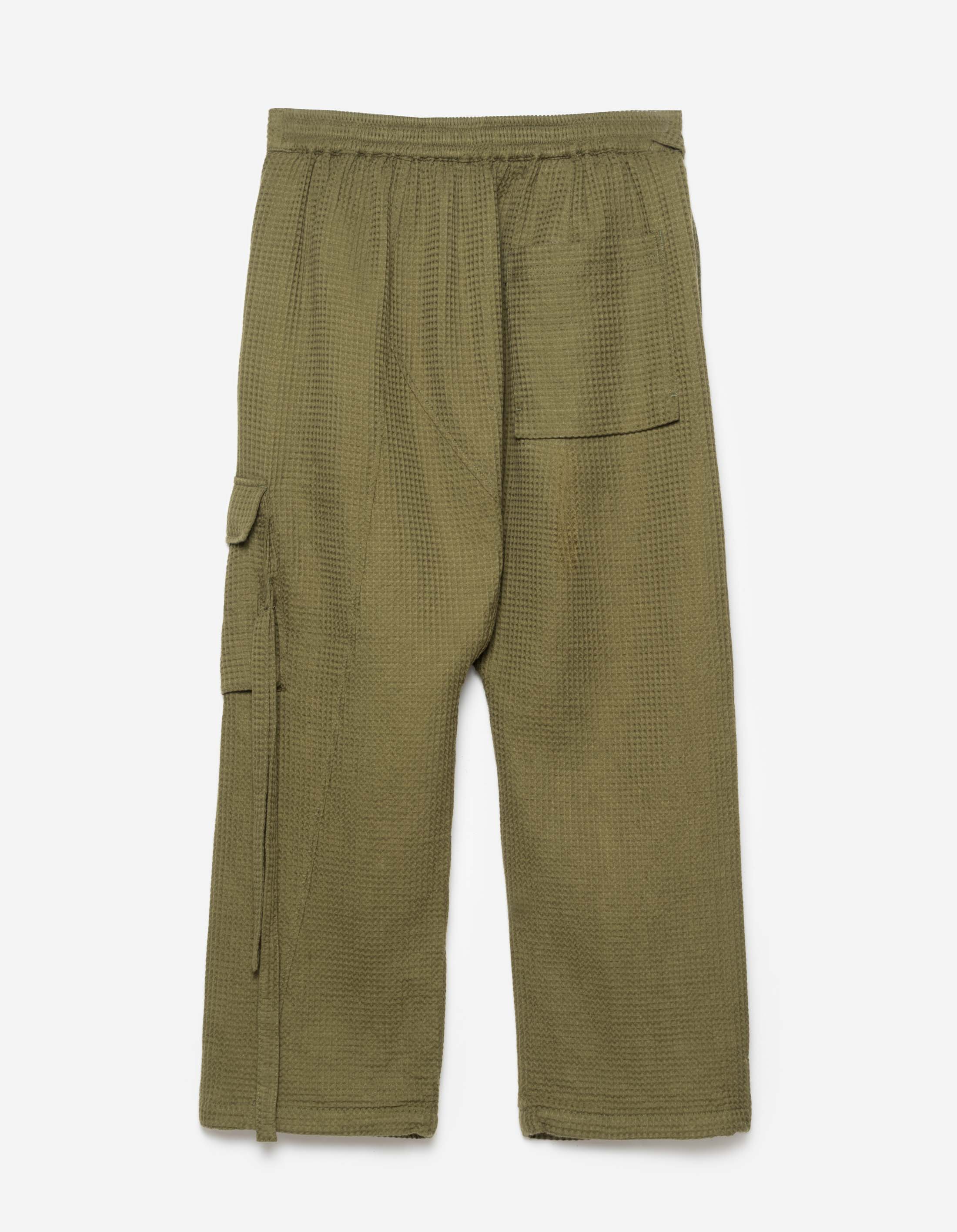 6203 Waffle Hanbok Pants Olive - Korean Traditional Comfort Pants for Women & Men - Perfect for Loungewear, Yoga, and Cultural Events