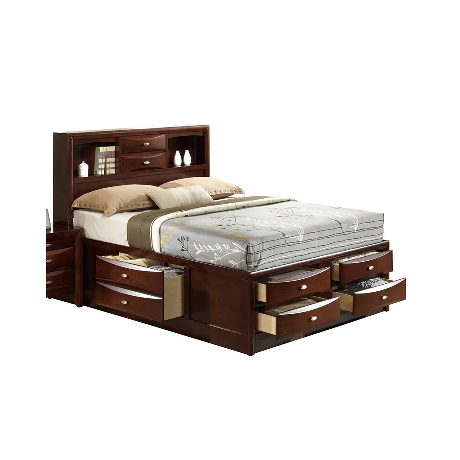 Global Furniture Merlot Queen Bed Platform - Modern Wooden Bed Frame with Sturdy Support for Bedrooms | Perfect for Master Bedrooms, Guest Rooms & Apartments