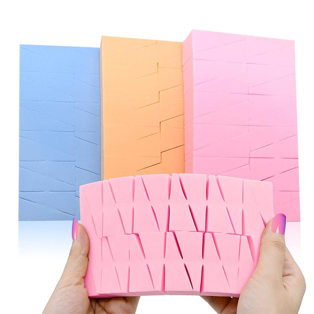 DOLOVEMK 72-Piece Makeup Sponge Set - Soft Foundation Blender, Powder Puff & Cosmetic Wedges (Pink/Blue) for Flawless Makeup Application | Perfect for Daily Use, Travel & Professional Makeup Kits