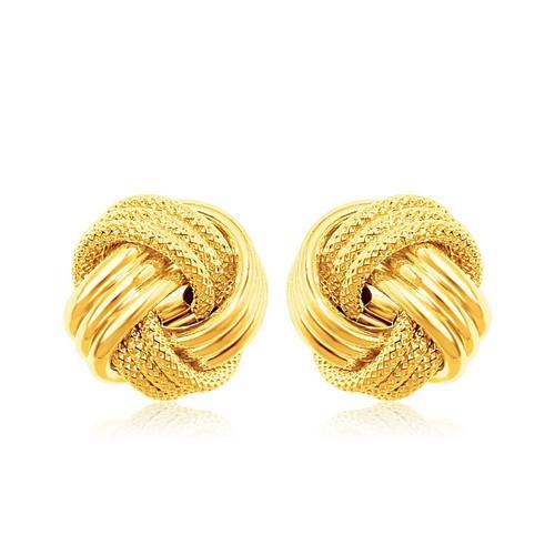 14K Yellow Gold Love Knot Earrings with Ridge Texture - Elegant Dainty Hoop Earrings for Women, Perfect for Valentine's Day, Anniversary & Everyday Wear