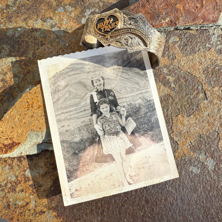 Vintage Sterling Silver Western Cuff Bracelet - Rare Dale Evans Happy Trails Design for Women | Western Cowgirl Jewelry Gift | Perfect for Rodeo, Country Music Concerts & Western Themed Parties