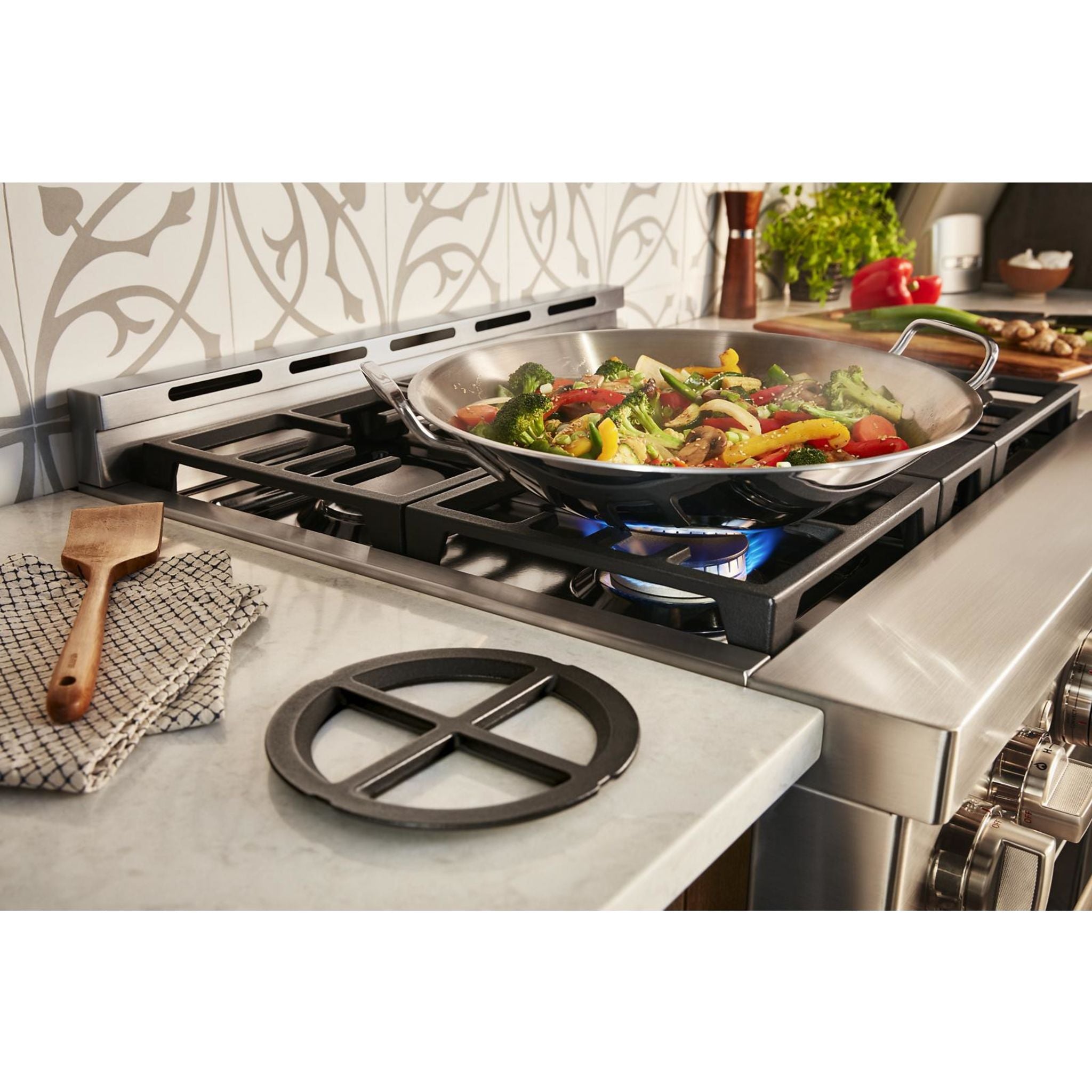 KitchenAid KFGC500JIB 30 Inch 5-Burner Gas Range Stove in Ink Blue - Professional Cooking for Home Chefs & Family Kitchens