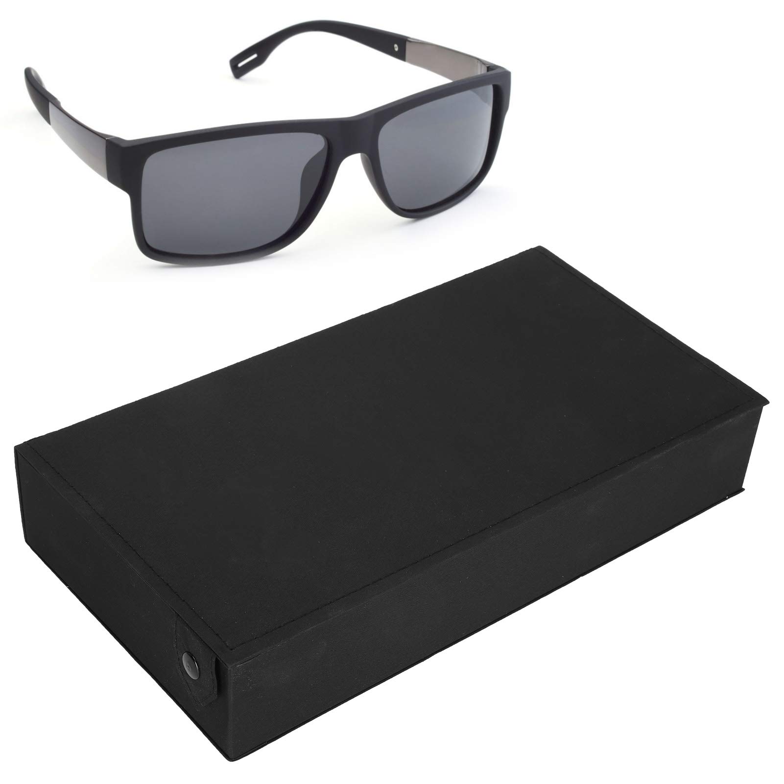 5 Compartment Glasses Storage Box with Button Closure - Protective Sunglasses Case & Travel Jewelry Organizer (Black) | Perfect for Eyewear Display, Home Organization & Travel Accessories
