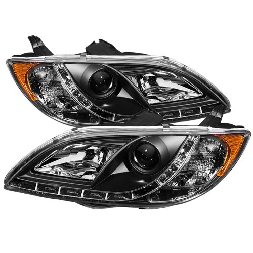 High-Performance LED DRL Headlights for Mazda 3 4-Door (2004-2008) - Black/Clear Lens - Upgrade Your Night Driving Safety & Style