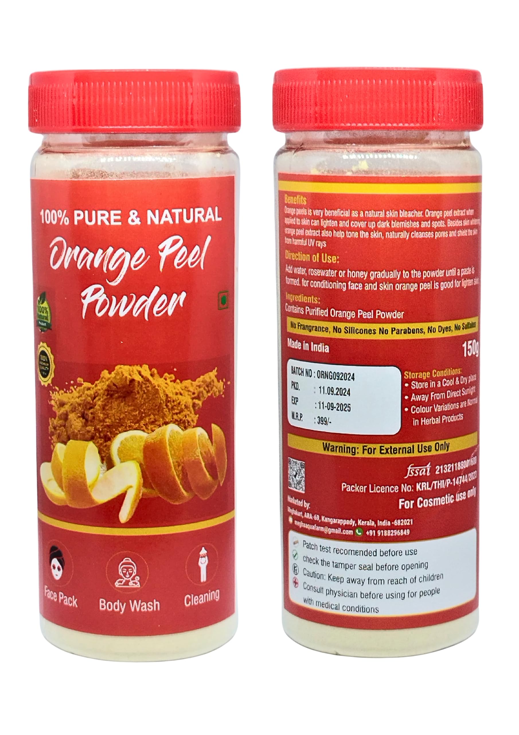 MaF® Organic Orange Peel Powder Face Mask 300g - Oil Control, Tan Removal, Acne Treatment for Glowing Skin | Natural Antioxidant Face Pack for Pimples & Scar Reduction | Perfect for Daily Skincare & Spa Treatments
