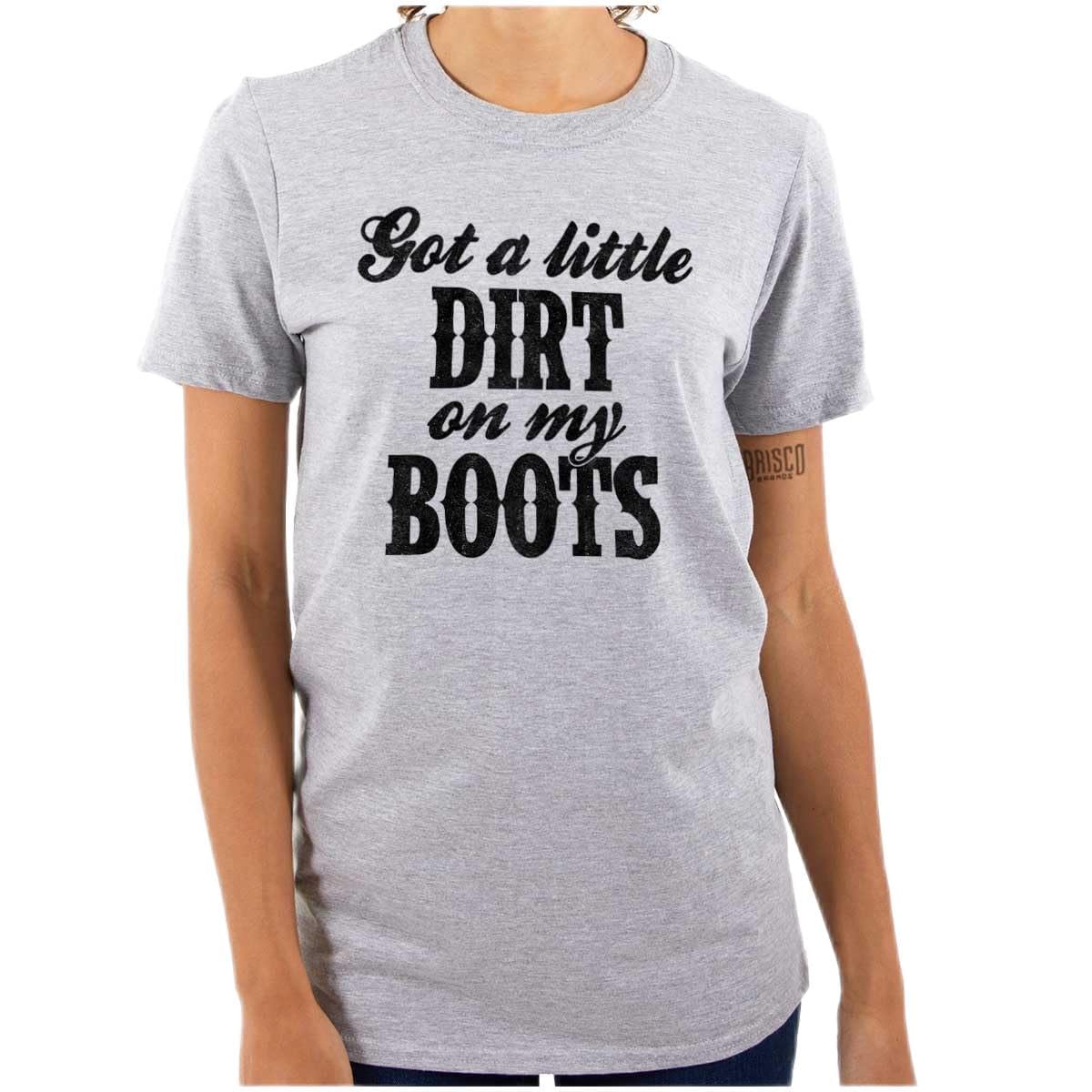 Brisco Brands Little Dirt Boots Cute Southern Women's Graphic T-Shirt - Comfortable Cotton Tee for Country Music Festivals & Outdoor Adventures