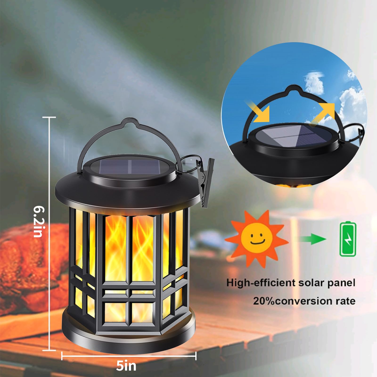 Solar Powered Outdoor Lanterns with Flickering Flame Effect - Waterproof Garden Lights for Pathway, Lawn & Landscape Decor - Perfect for Patio, Backyard and Outdoor Wedding Decorations