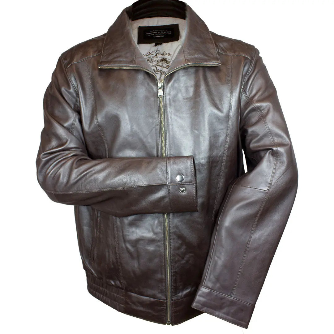 BOL Men's Ting Bomber Jacket - Genuine Lambskin Leather, Slim Fit, Lightweight & Stylish - Perfect for Casual Outings, Nightlife & Motorcycle Riding