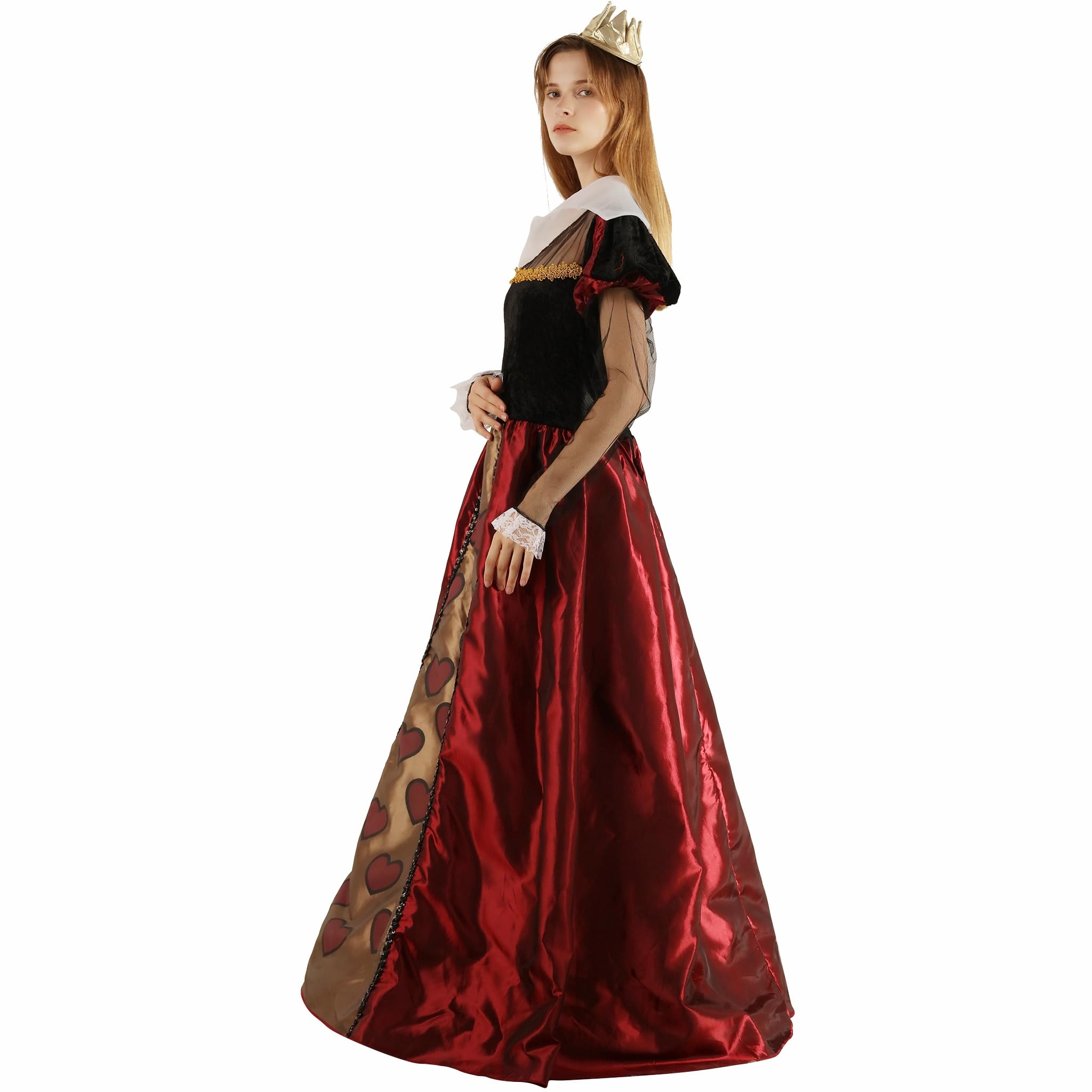 Halloween Alice Red Queen Dress for Adult Women | Queen of Hearts Costume | Medieval Vintage Dress for Cosplay, Themed Parties & Halloween Events