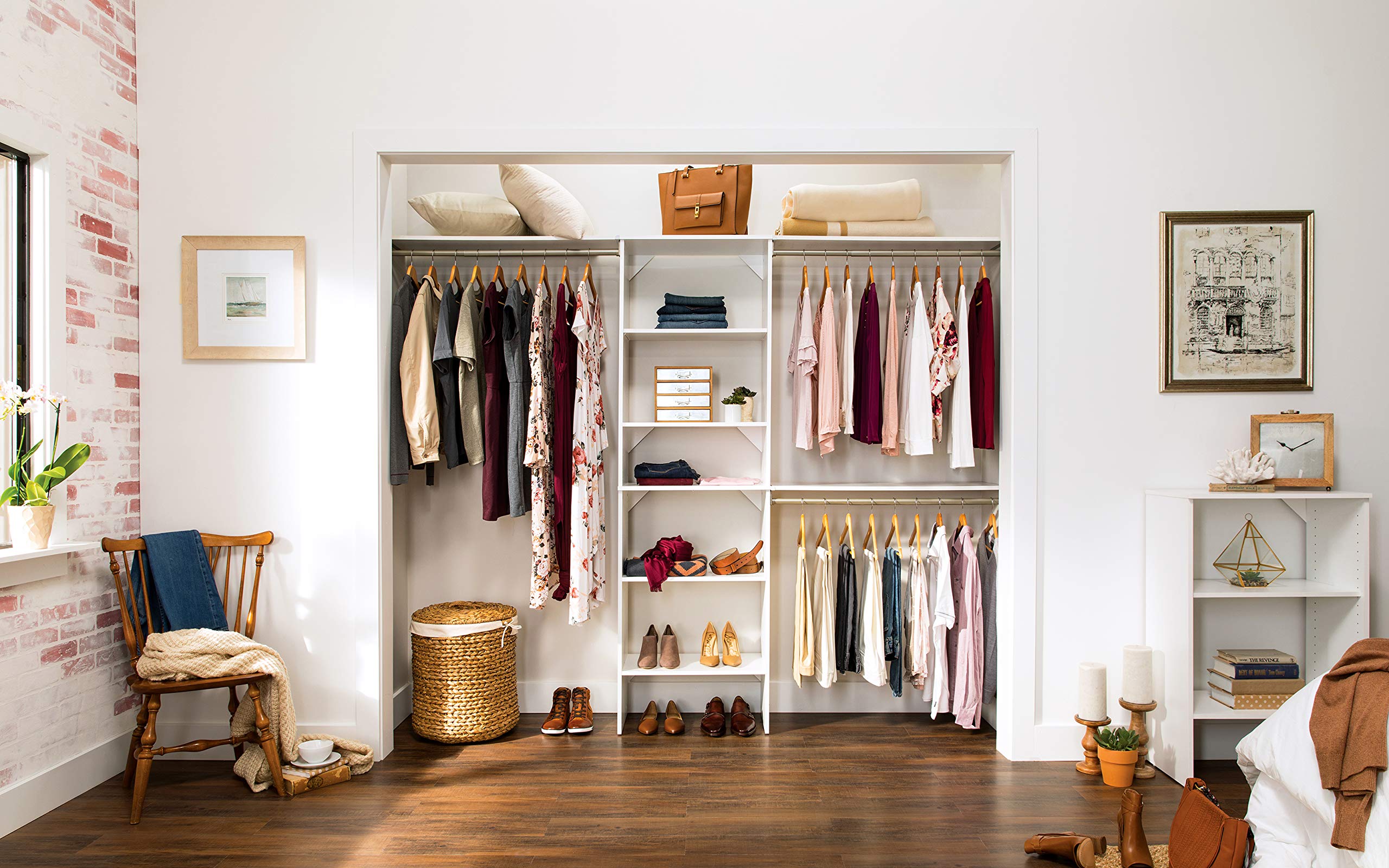 ClosetMaid SuiteSymphony 25-Inch White Closet Organizer with Adjustable Shelves - Space Saving Storage Solution for Bedroom, Walk-In Closet & Home Organization