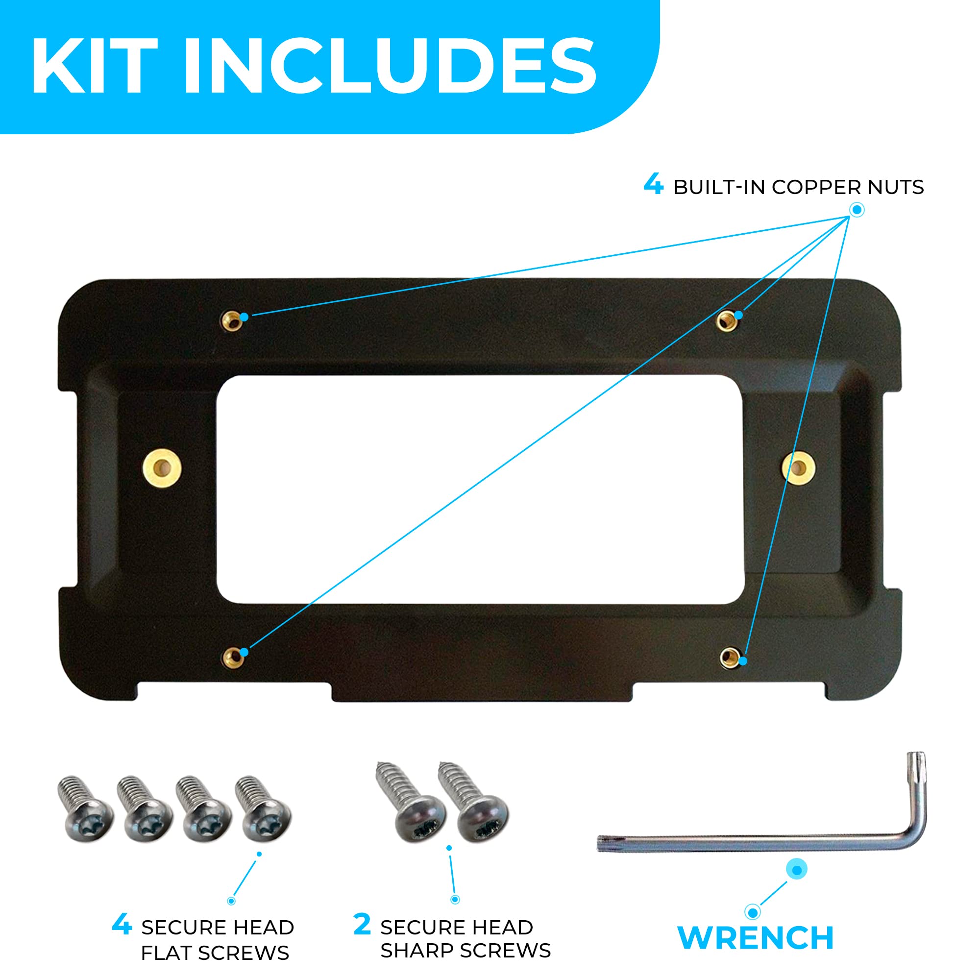 Premium Rear Bumper License Plate Bracket for BMW 2000-2024 Models - Heavy Duty Plate Holder Set with 6 Screw Bolts & Wrench Kit - Universal License Tag Mounting Kit (10-Pack) - Perfect for Car Enthusiasts & DIY Auto Upgrades