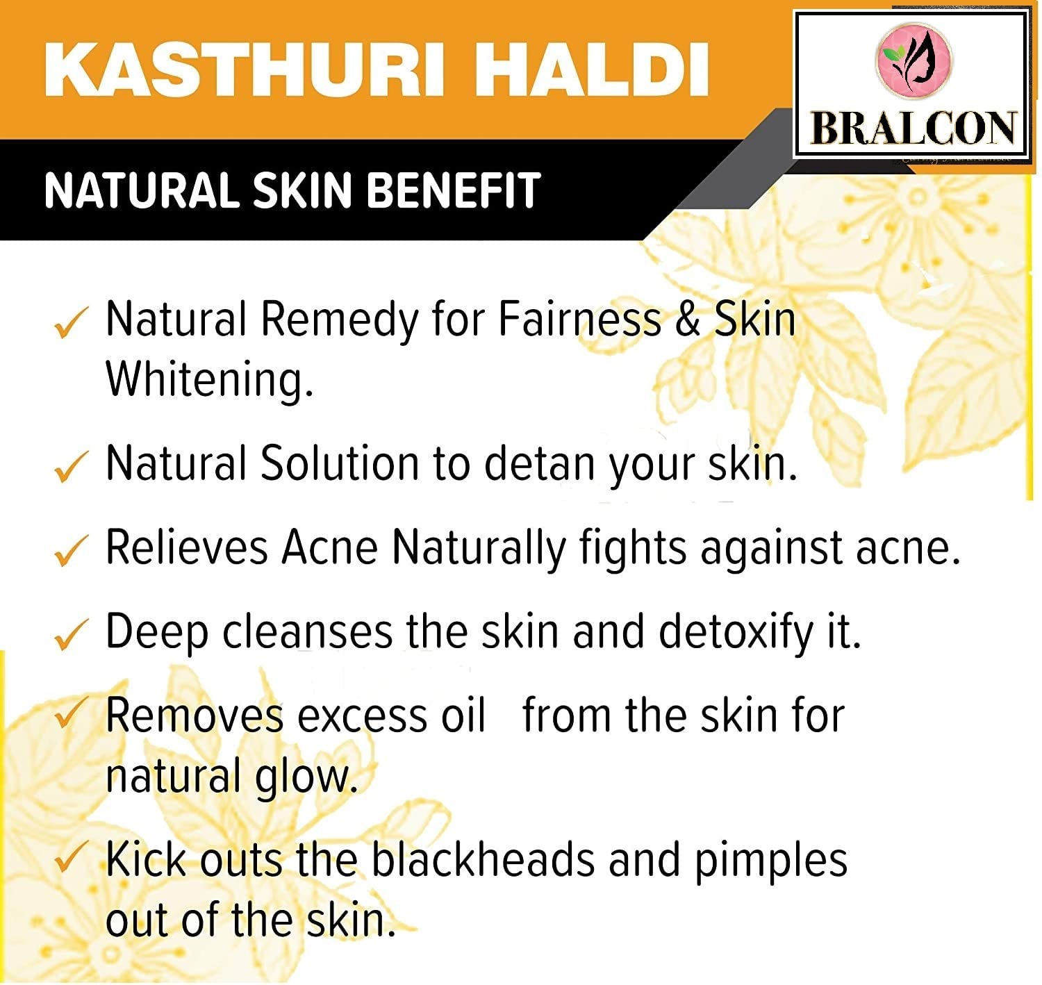 BRALCON Organic Multani Mitti, Orange Peel & Kasturi Haldi Powder - 300g (3 x 100g Pack) | Natural Face Mask for Glowing Skin, Acne Treatment & Beauty Care | Perfect for DIY Spa, Skin Brightening & Daily Skincare Routine