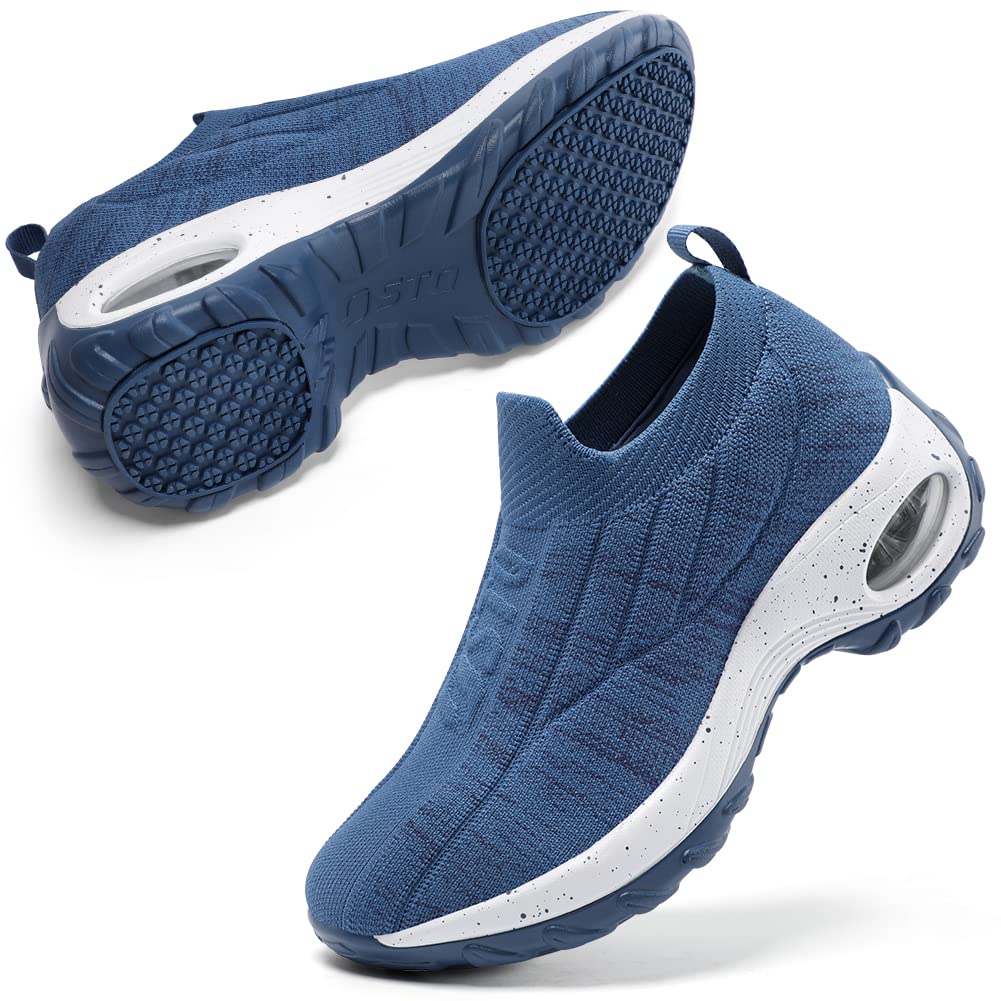STQ Women's Slip-On Breathable Mesh Walking Shoes - Comfortable Fashion Sneakers with Wedge Platform for Casual Wear, Work & Travel