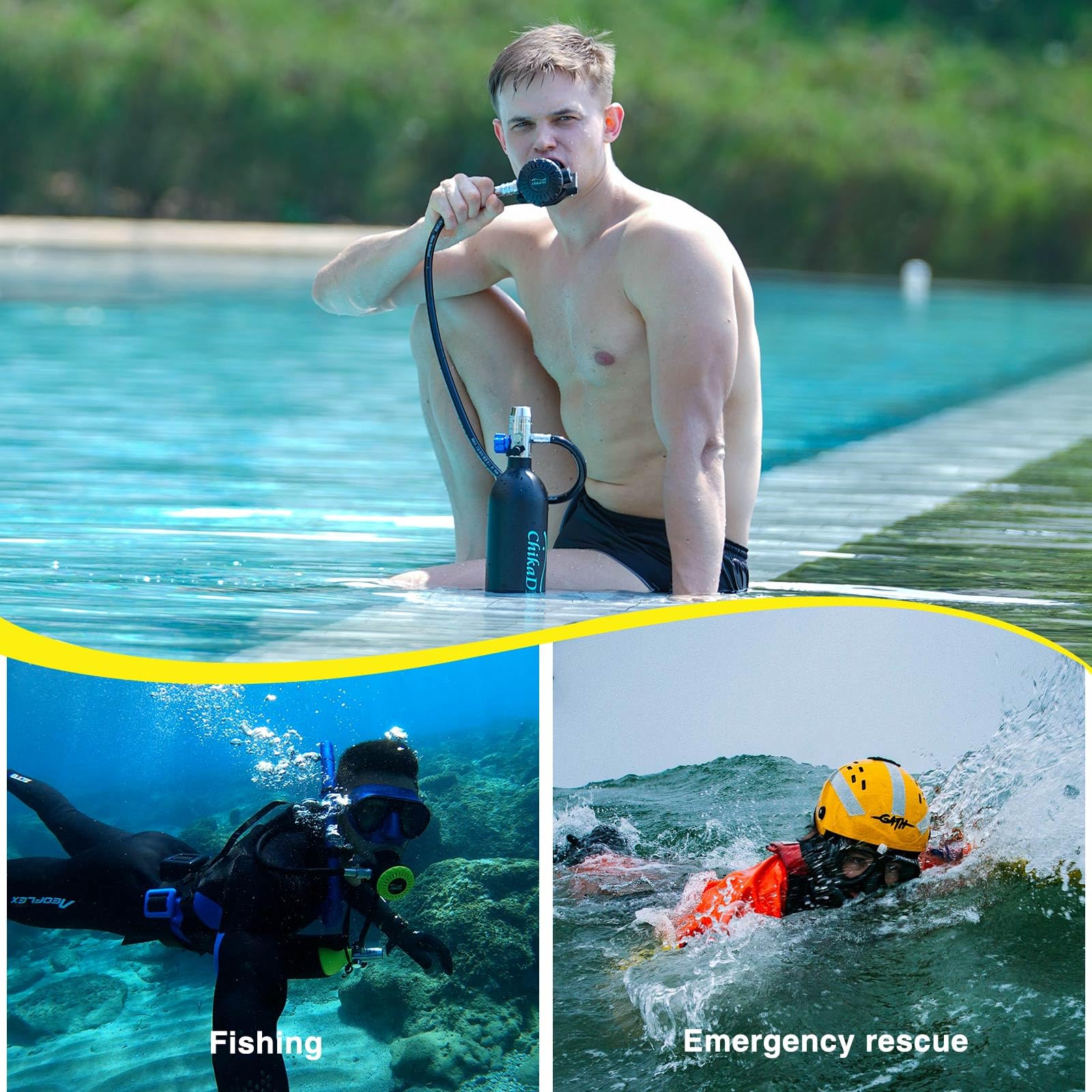1L Mini Scuba Tank - Portable Emergency Oxygen Tank for Diving, Snorkeling, Fishing & Boat Repair | Compact Scuba Gear for Rescue, Underwater Exploration & Marine Activities