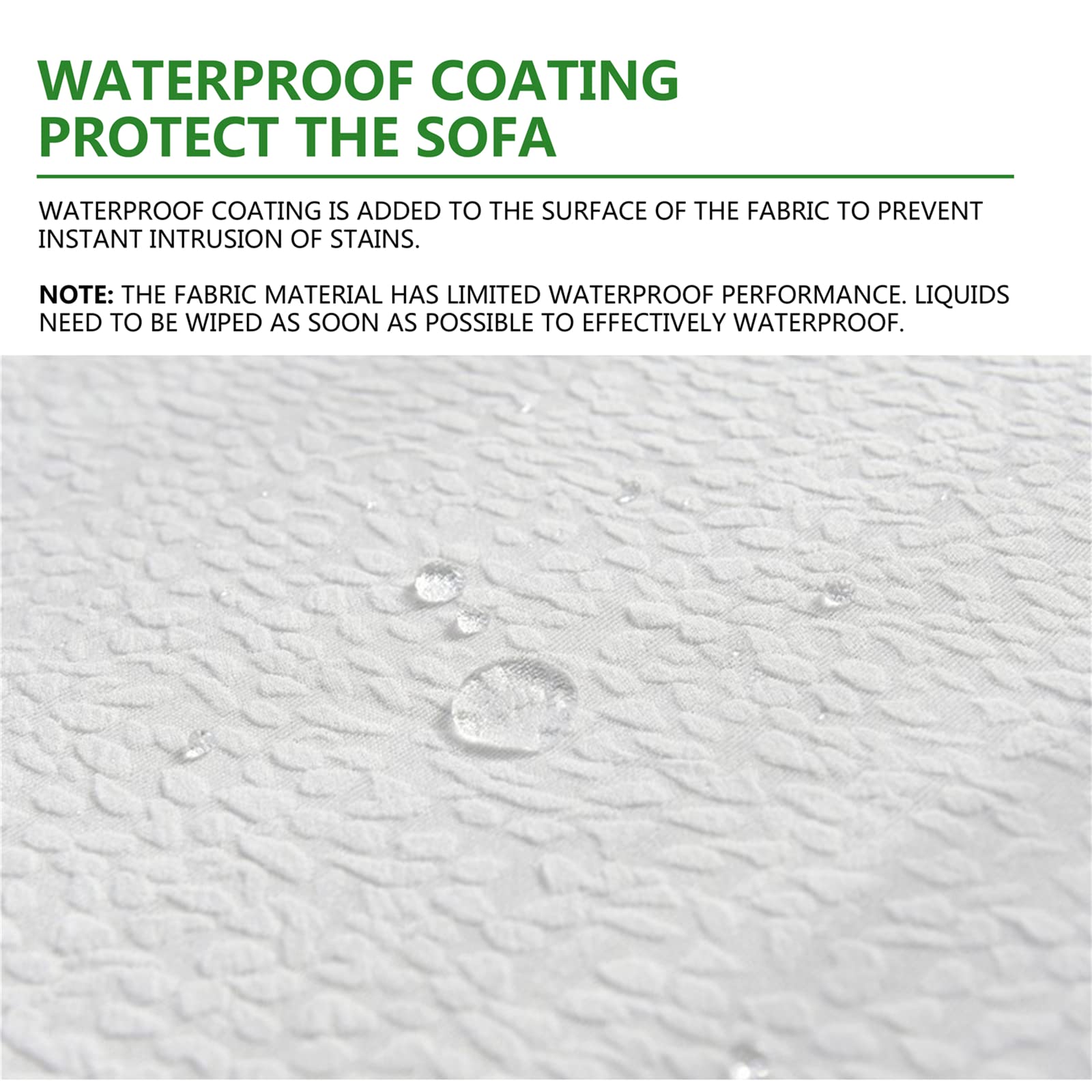 Stretch Waterproof Sofa Cushion Covers - High Elasticity Fabric Slipcovers for Couches - Water Repellent & Durable (White, Large 4-Seater) - Perfect for Living Room, Family Room & Pet-Friendly Homes