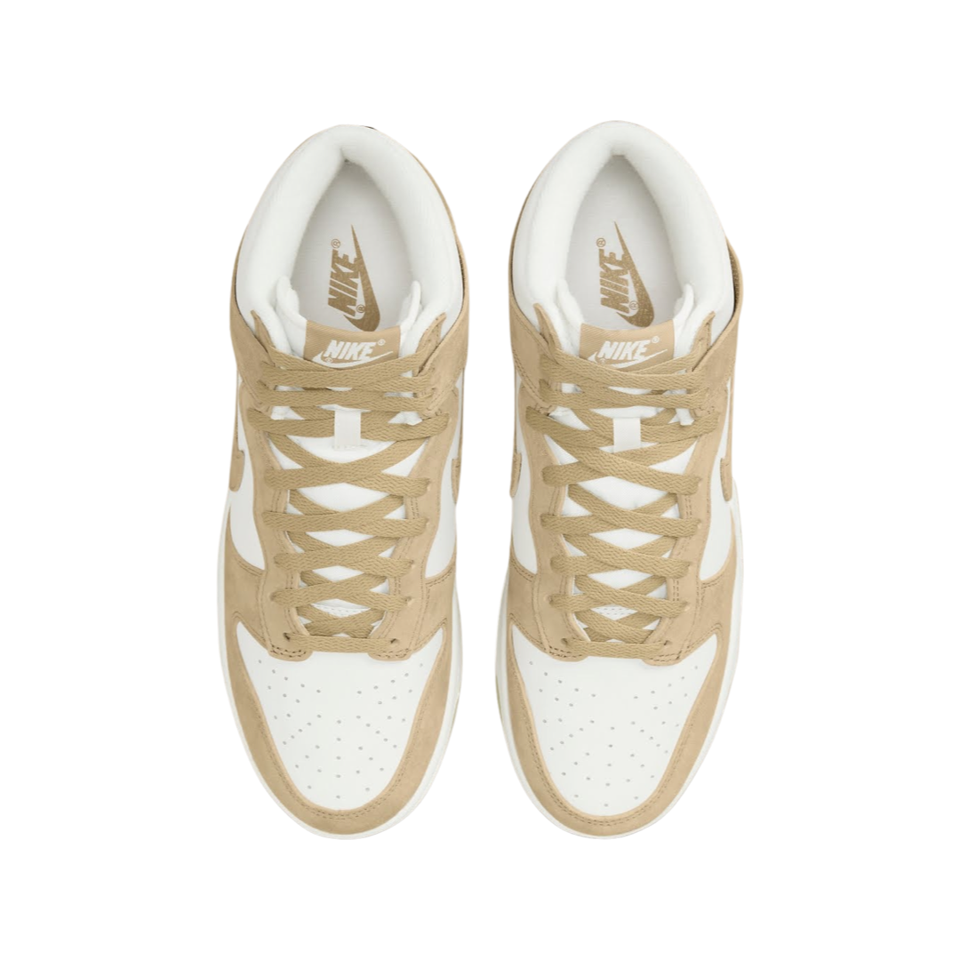 Nike Dunk High Sneakers - Tan Suede & White Leather Men's Basketball Shoes for Streetwear & Casual Wear | Perfect for Urban Fashion & Everyday Comfort