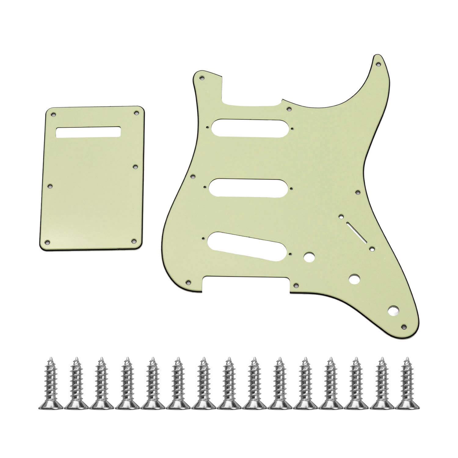 8 Hole Guitar Pickguard Set - 3 Ply Cream Pearl Panels with Backplate & Screws for ST Style Electric Guitars | Replacement Parts for DIY Guitar Repair & Customization