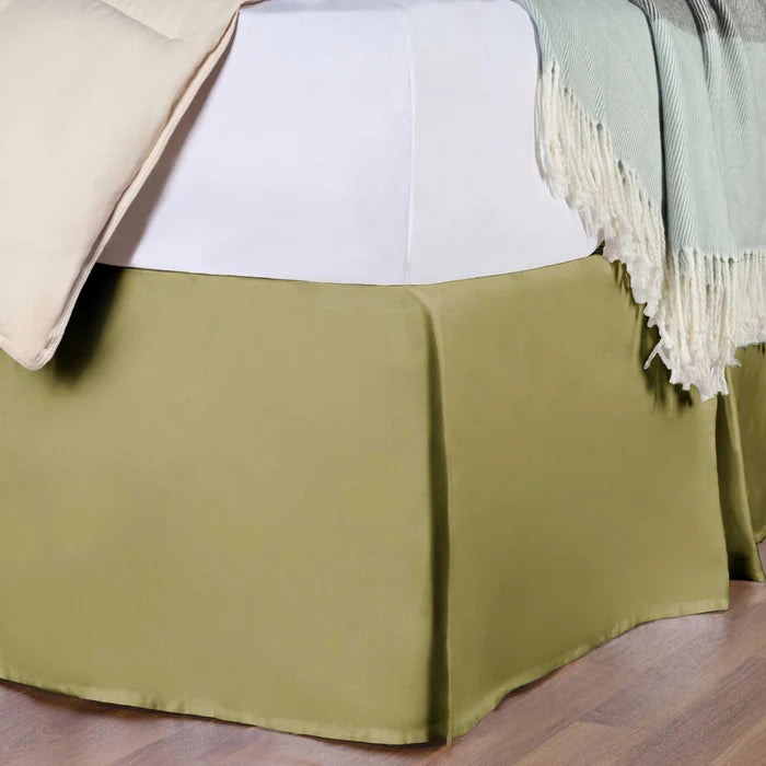 Premium Egyptian Cotton 300 Thread Count Solid Bed Skirt - Queen Size, Fitted Dust Ruffle for Luxury Bedding - Perfect for Master Bedrooms & Guest Rooms