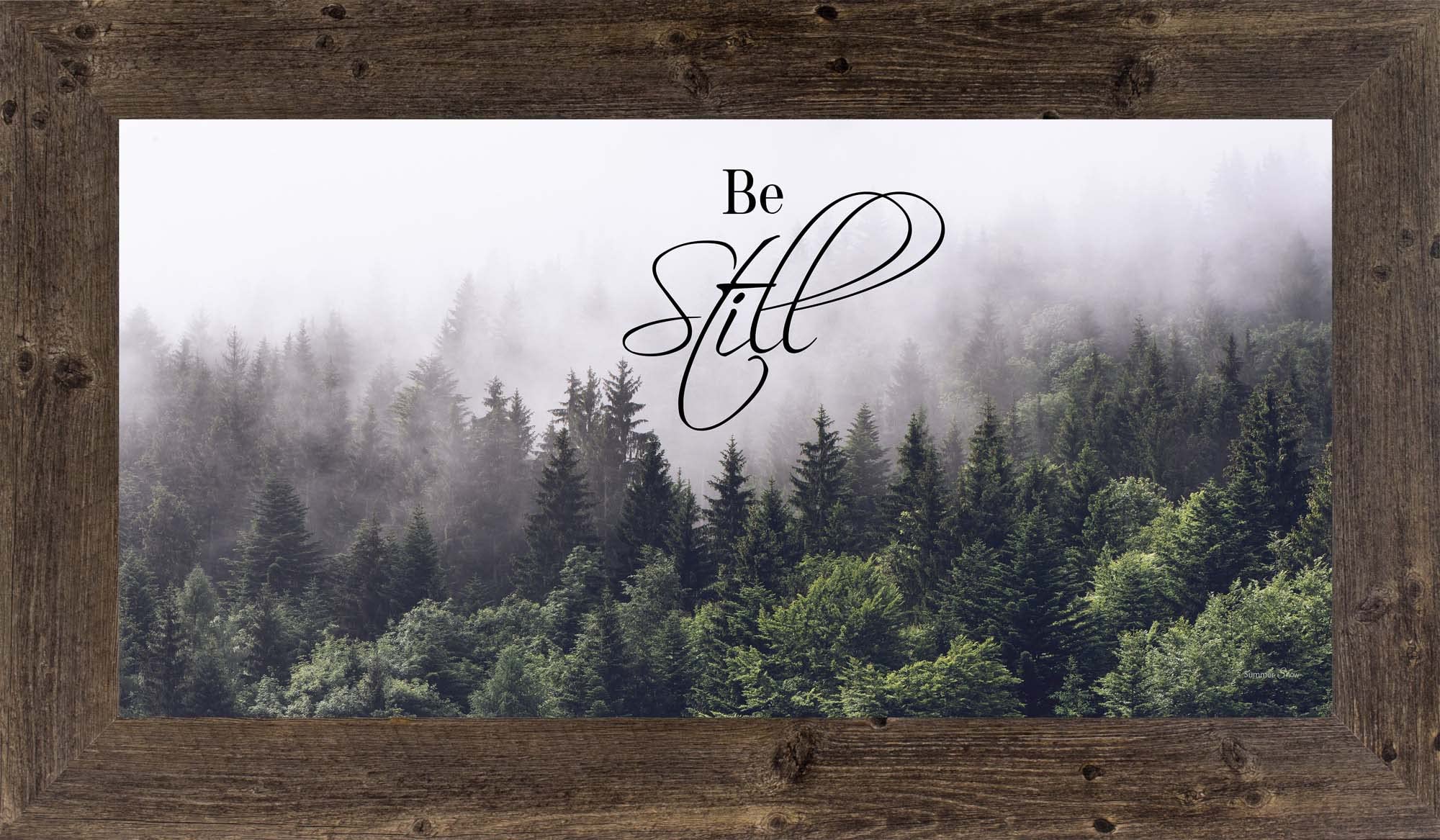 Summer Snow Be Still Spiritual Woods Green Black Decor Sign - Rustic Farmhouse Wall Art for Living Room, Bedroom & Office Decor