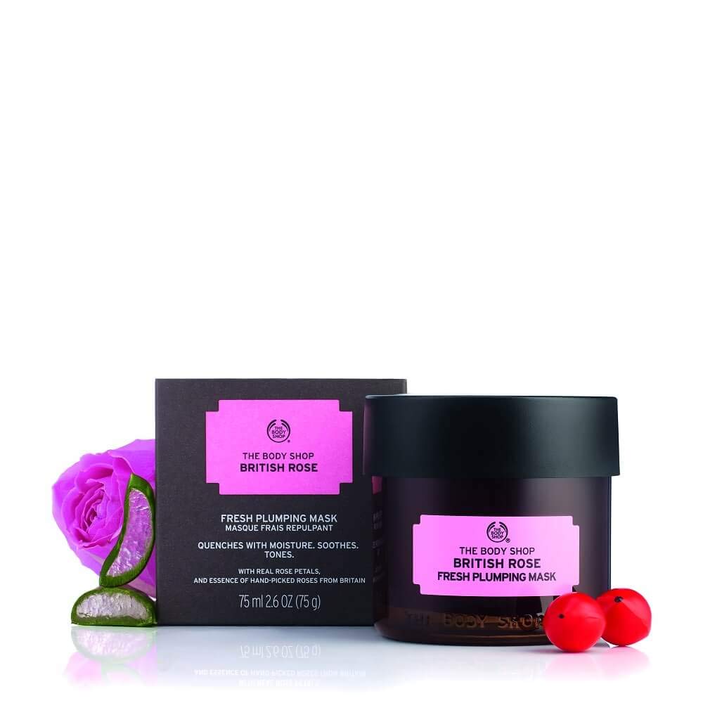 The Body Shop British Rose Fresh Plumping Mask - Hydrating & Revitalizing Face Mask for Dry Skin, Perfect for Nighttime Skincare Routine & Self-Care Moments