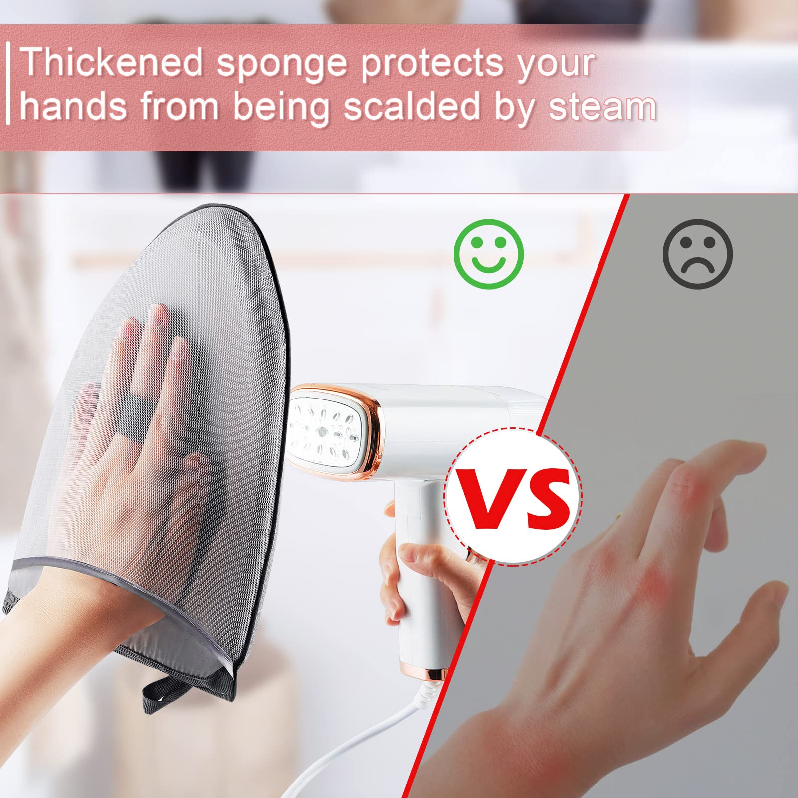 Heat Resistant Ironing Glove & Mini Ironing Board Set - Waterproof Steamer Mitt with Finger Loop for Clothes Steamer - Perfect for Travel, Home Use & Quick Wrinkle Removal