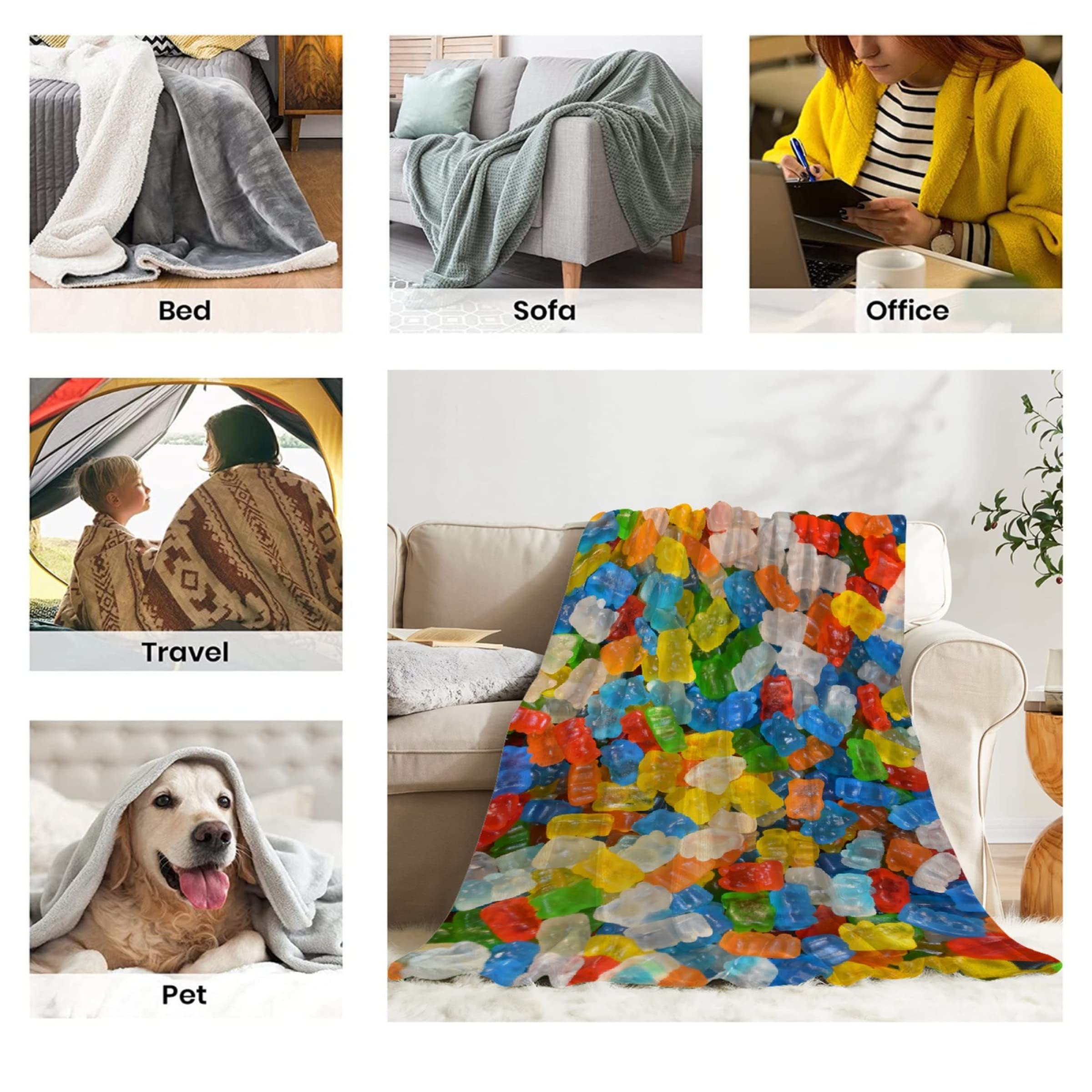 Ultra Soft Plush Flannel Gumdrops Candy Throw Blanket - 40x30 Inch Cozy Warm Bed Quilt for Toddlers | Perfect for Couch, Sofa & Bed Decor | All-Season Home Comfort Gift