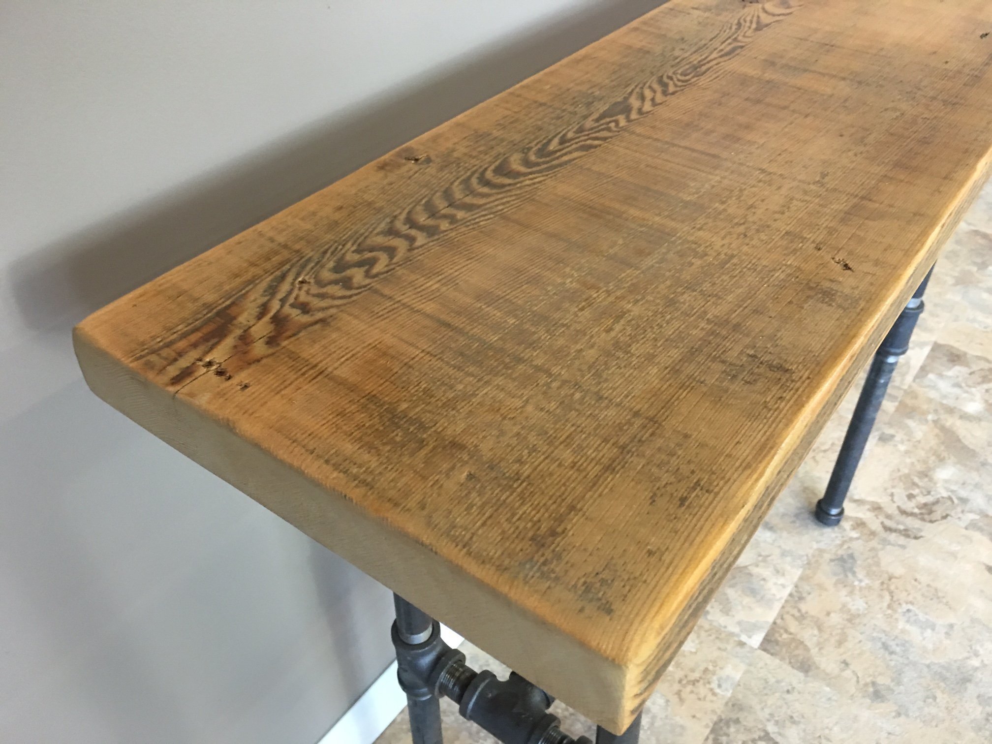 Rustic Reclaimed Wood Entry Table with Industrial Pipe Legs - Hallway Console, Nook Table, Farmhouse Decor - Fast Free Shipping - Perfect for Small Spaces, Apartments & Cozy Home Entryways
