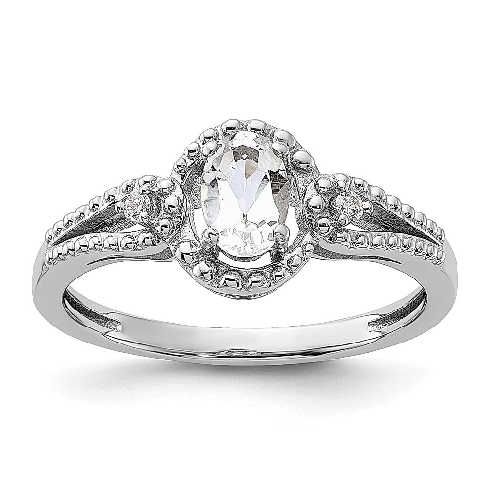 925 Sterling Silver White Topaz Diamond Band Ring - April Birthstone Jewelry for Women | Elegant Stackable Ring for Everyday Wear, Anniversary & Birthday Gifts for Her