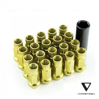Varrstoen V48 Open Ended Extended Lug Nut Set - Chrome Gold (20pcs with Key) - Perfect for Car Wheel Installation & Customization | Fits Most Aftermarket Wheels & Tuner Vehicles