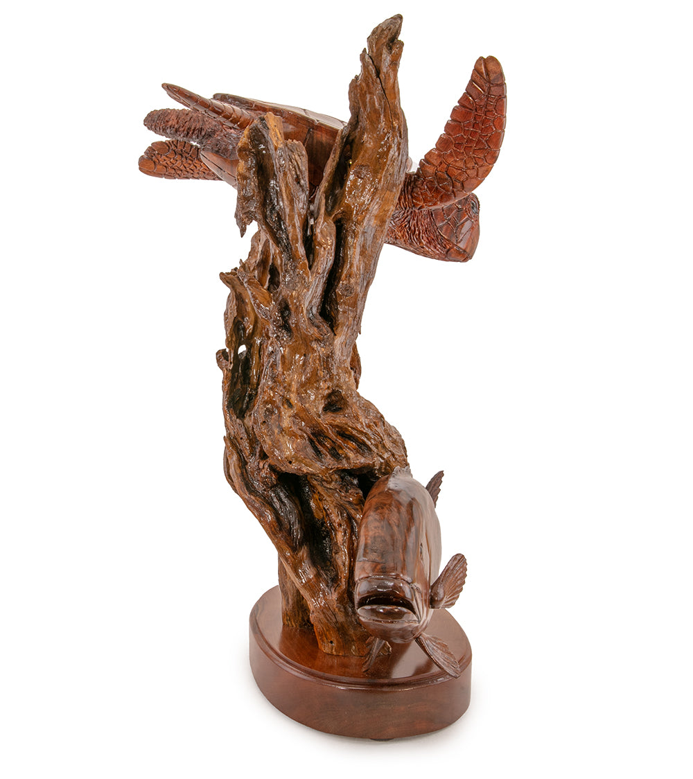 Handcrafted Koa Wood Sculpture - Coastal Companions by Craig Nichols | Hawaiian Art, Beach Home Decor, Perfect Gift for Ocean Lovers