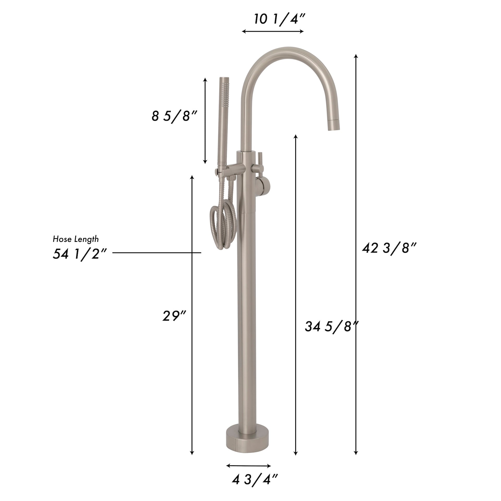 ZLINE Emerald Bay Bathtub Filler with Hand Shower in Brushed Nickel - Luxury Bathroom Faucet for Freestanding Tubs, Perfect for Spa-Like Relaxation at Home