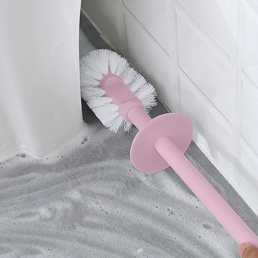 BOLLAER Toilet Brush and Holder Set - Modern Long Handle Toilet Bowl Brush with Stand for Bathroom Cleaning, Durable & Hygienic (Pink) | Perfect for Home, Apartment, RV & Office Bathrooms