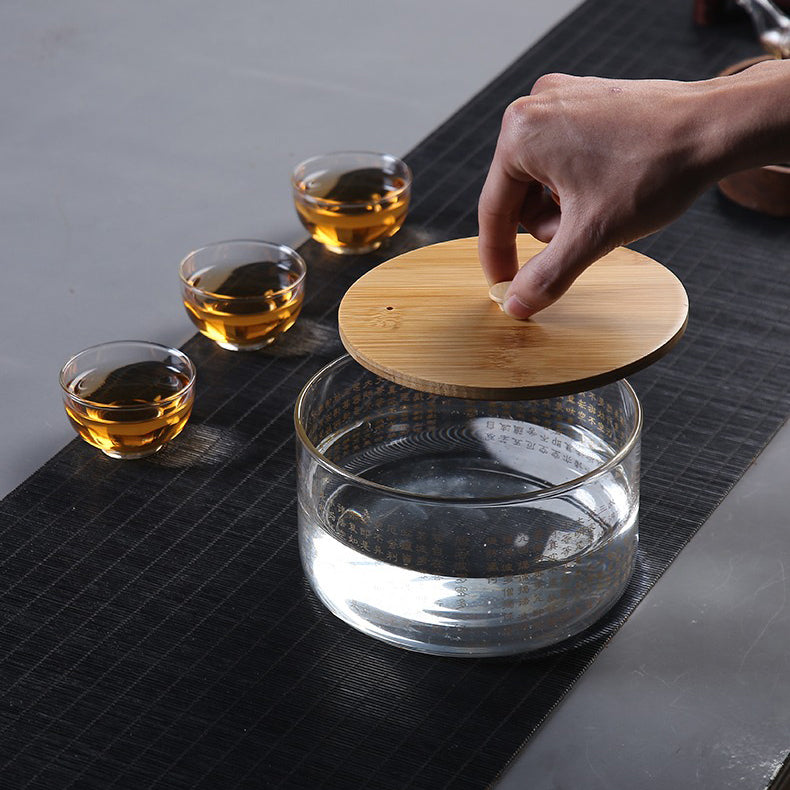 Heart Sutra Engraved Glass Tea Infuser with Lid - Perfect for Loose Leaf Tea Brewing & Meditation